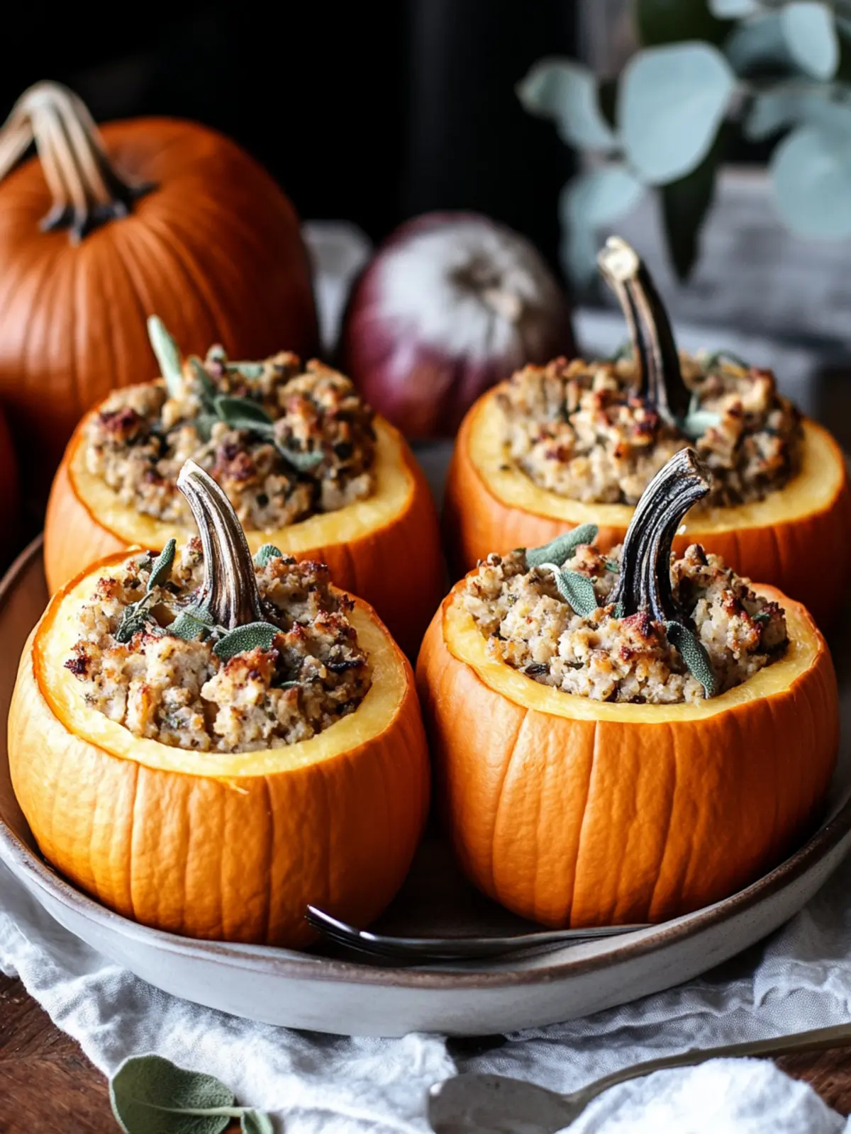 Ground Turkey & Brown Butter Sage Stuffed Pumpkins Delight 2 Ground Turkey & Brown Butter Sage Stuffed Pumpkins