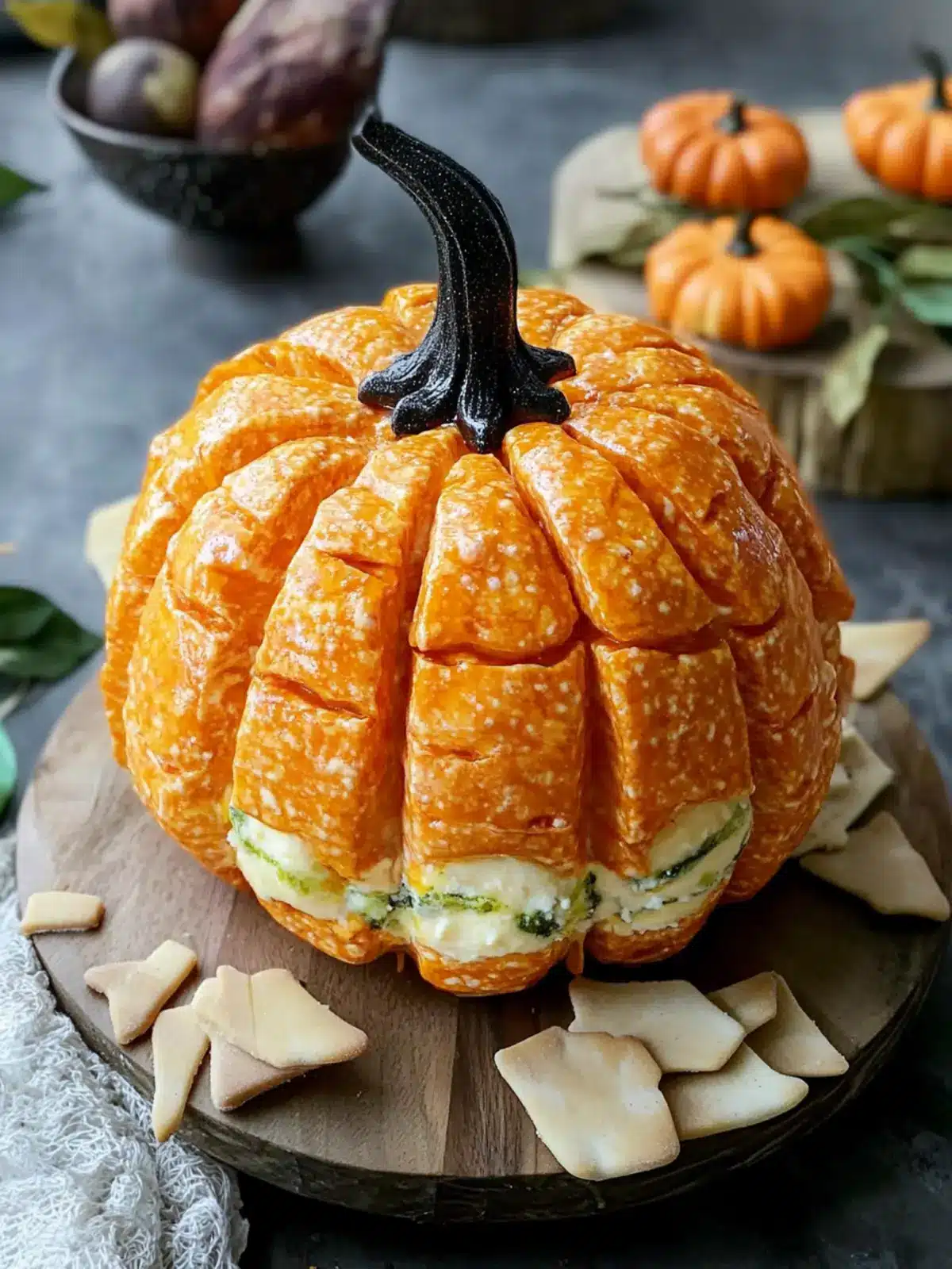 Pumpkin Shaped Cheese Ball for Spooky Delicious Gatherings 4 Pumpkin Shaped Cheese Ball for Halloween or Thanksgiving