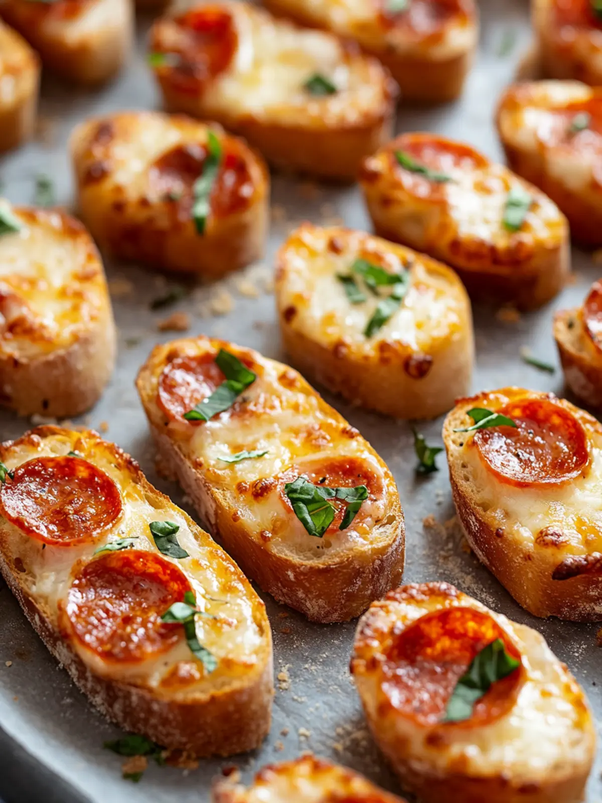 Baguette Pizza Bites: Crunchy, Cheesy Joy for Parties 3 Baguette Pizza Bites : Crunchy, Cheesy, and Perfect for Parties