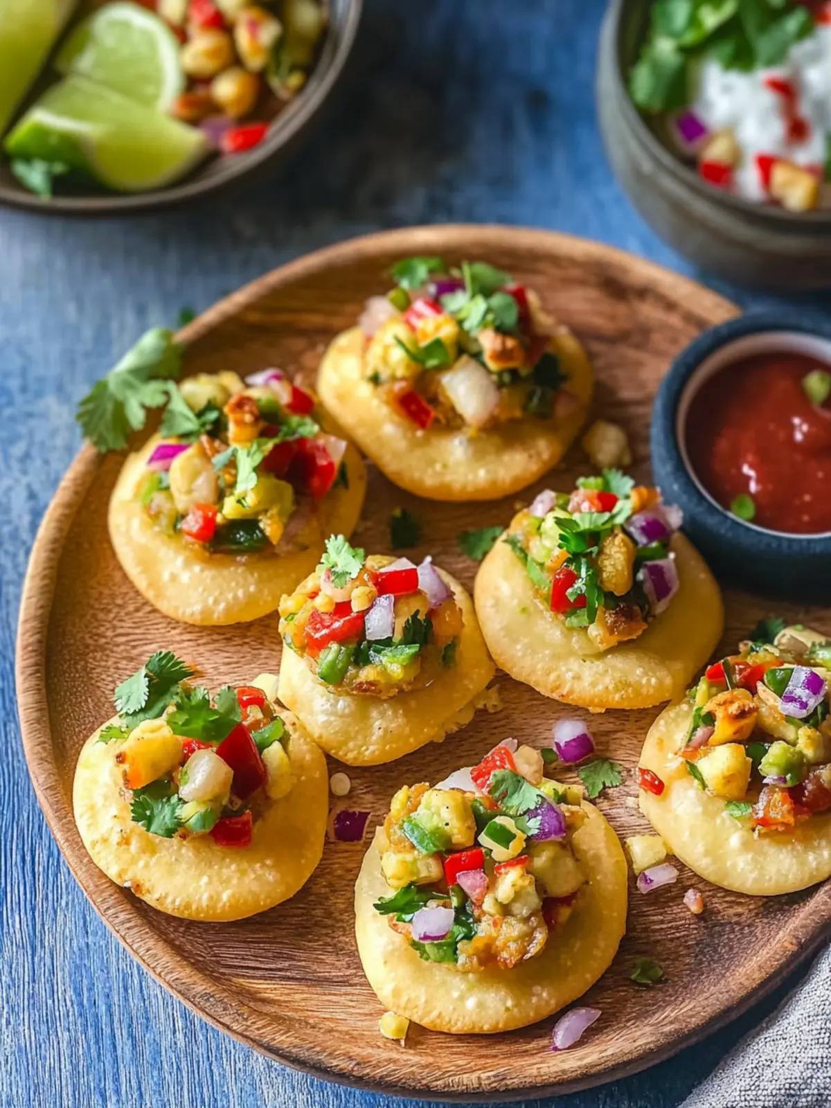 Crispy Puri Chaat Bites: Irresistible Indian Snack Delight 3 Puri Chaat Bites - An Indian Snack