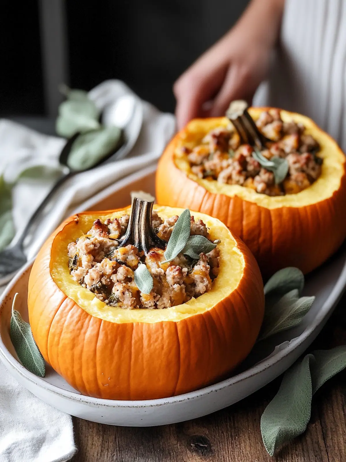 Ground Turkey & Brown Butter Sage Stuffed Pumpkins Delight 5 Ground Turkey & Brown Butter Sage Stuffed Pumpkins