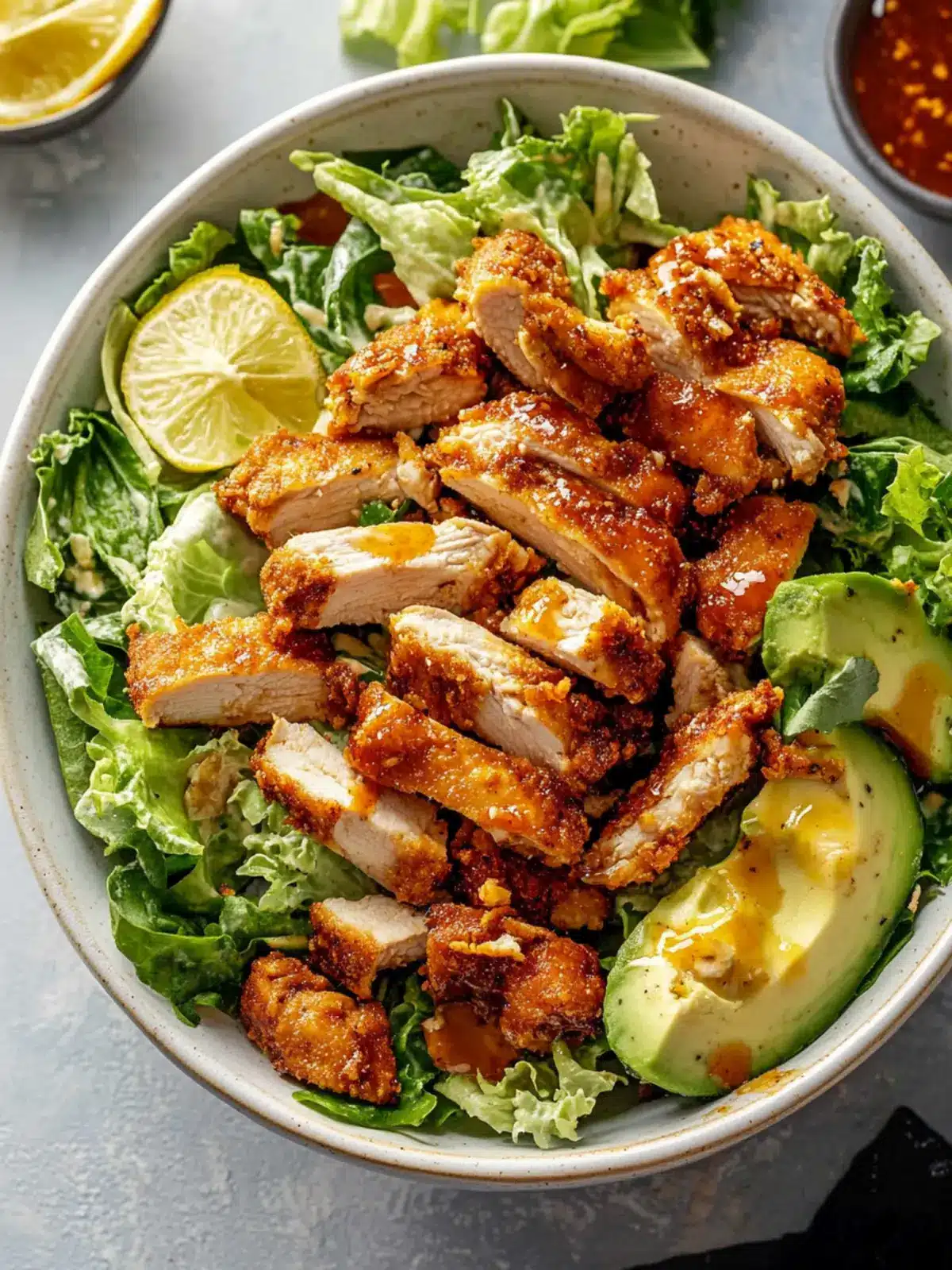 Crispy Hot Honey Chicken Caesar Salad You’ll Crave Every Time 2 Crispy Hot Honey Chicken Caesar Salad