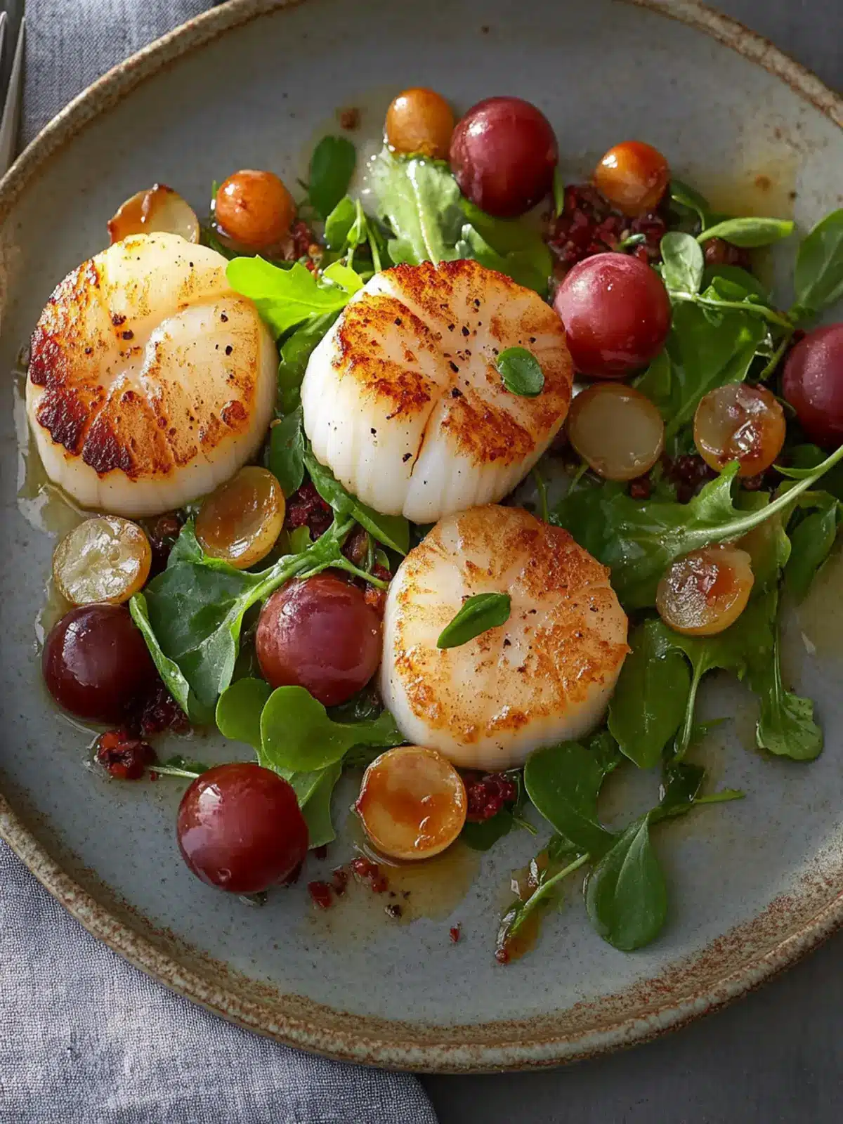 Scallops with Grapes and Watercress: A Healthy Flavor Adventure 4 Scallops with Grapes and Watercress