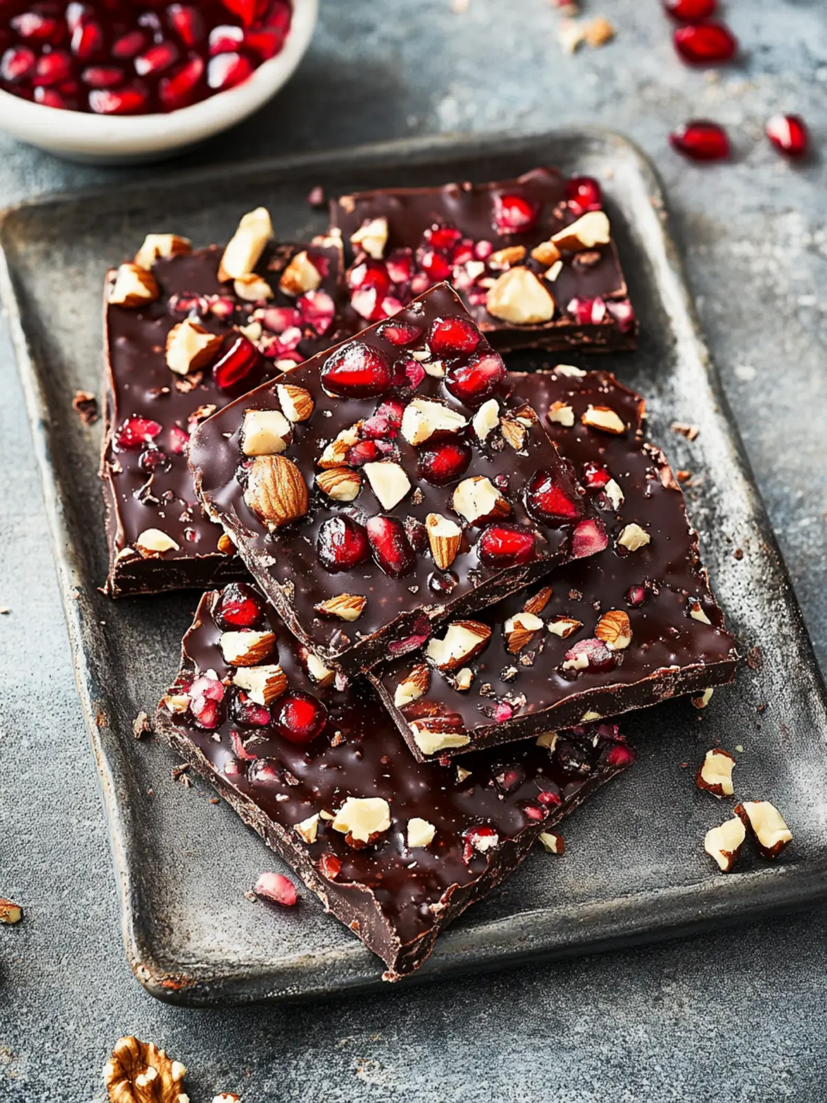 Delicious Chocolate Pomegranate Walnut Bark in 30 Minutes 4 Chocolate Pomegranate Walnut Bark