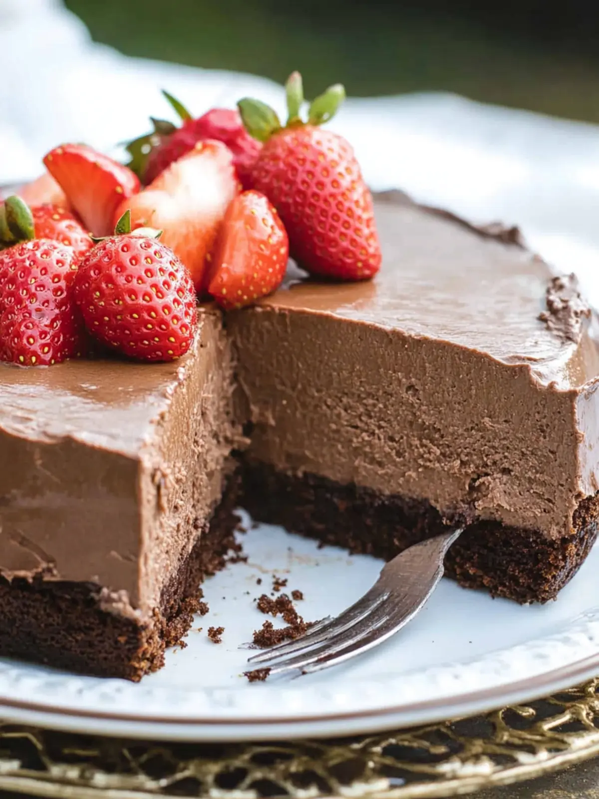 Indulge in Chocolate Mousse Cake With Strawberries for Passover 5 Chocolate Mousse Cake With Strawberries (Kosher for Passover)