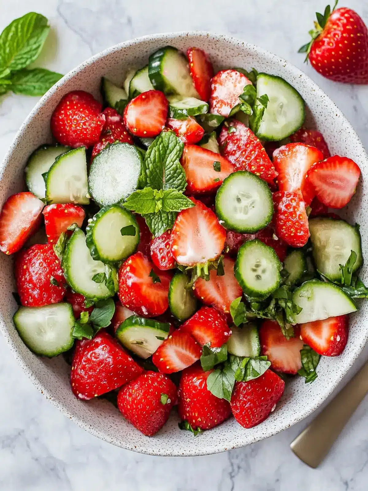 Cucumber Strawberry Salad with Watermelon Bliss for Summer 4 Cucumber Strawberry Salad