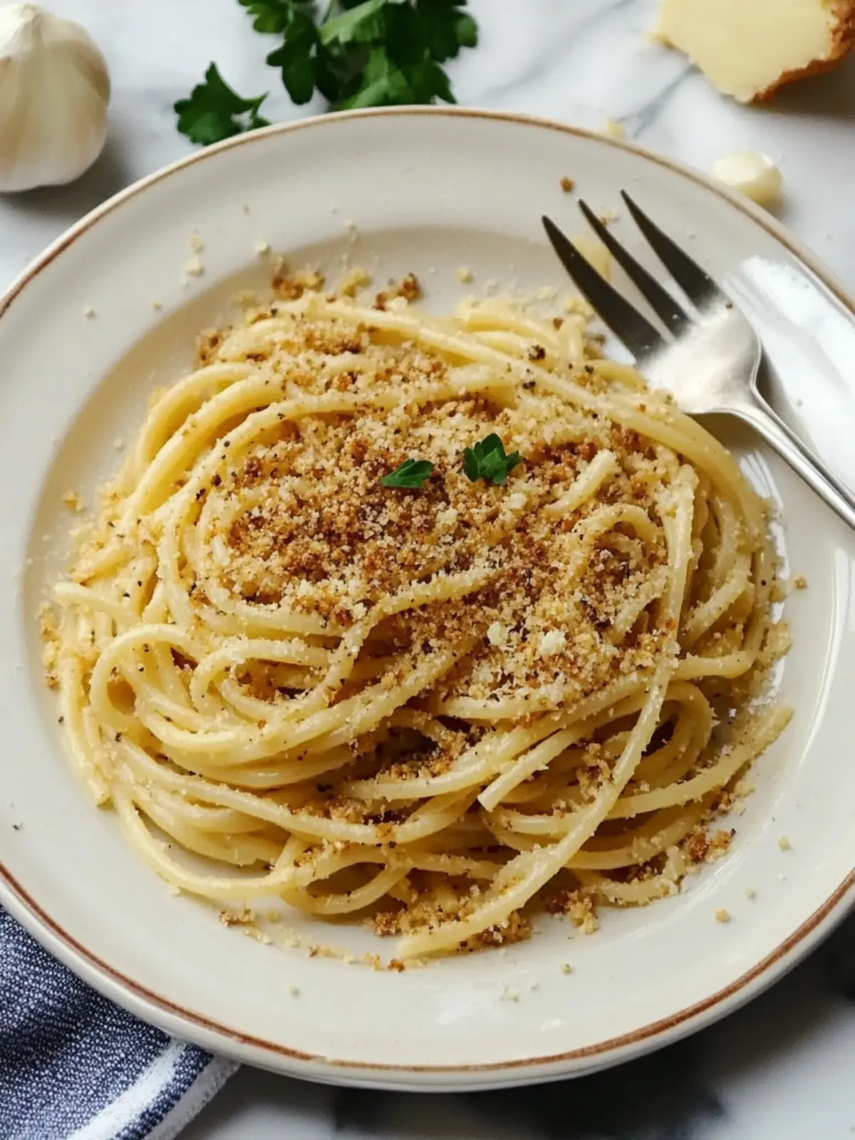 Savory Garlic and Nutritional Yeast Pangrattato Pasta Delight 4 Garlic and Nutritional Yeast Pangrattato Pasta