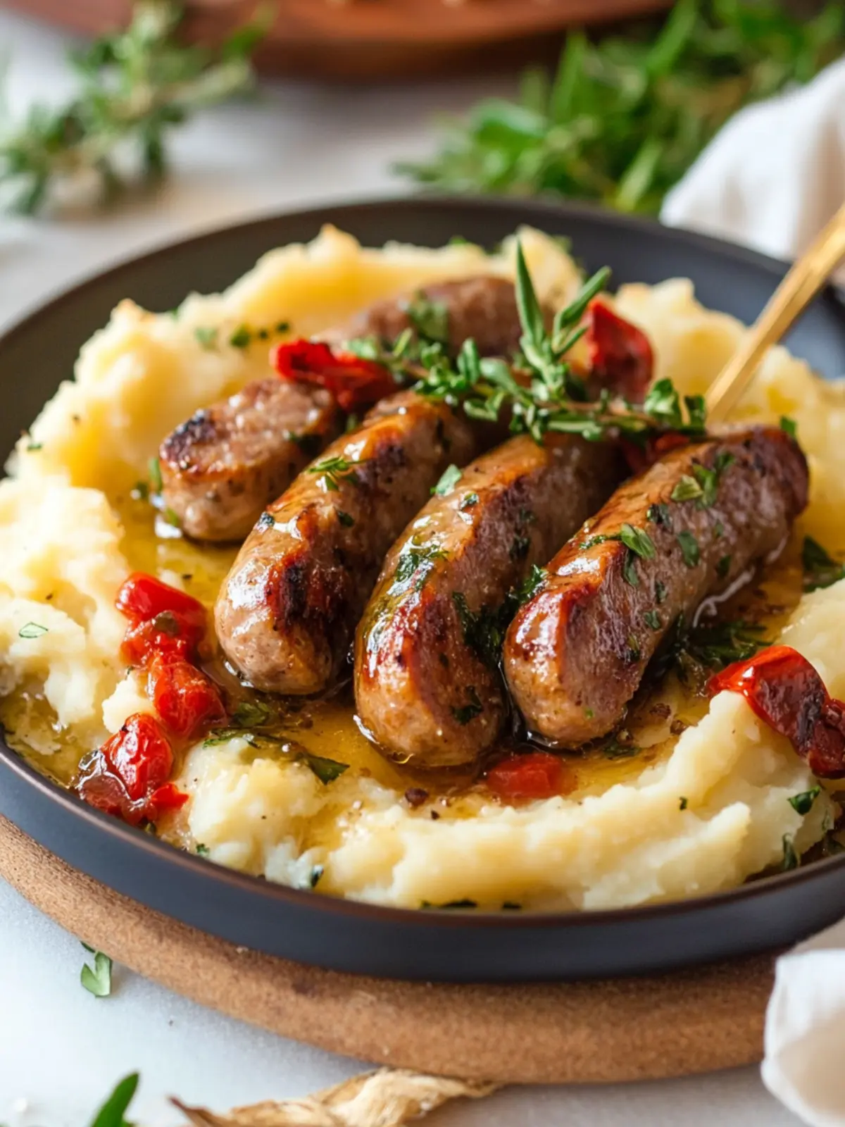 Hearty and Easy Roasted Sausage Dinner with Mashed Potatoes 2 Hearty and Easy Roasted Sausage Dinner with Creamy Mashed Potatoes