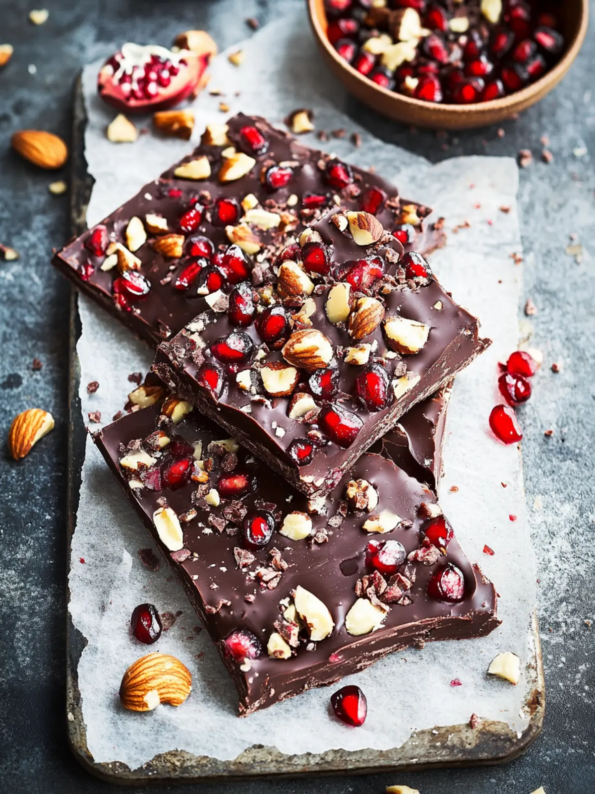 Delicious Chocolate Pomegranate Walnut Bark in 30 Minutes 2 Chocolate Pomegranate Walnut Bark