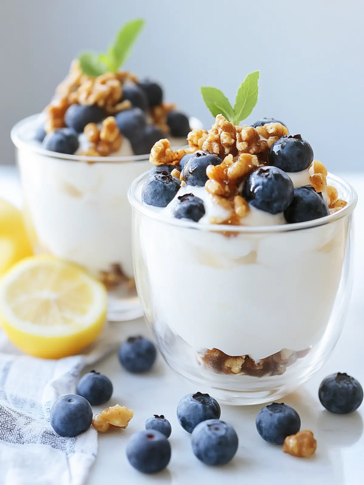 Lemon Yogurt Parfaits with Blueberries & Honey-Glazed Walnuts Delight 4 Lemon Yogurt Parfaits with Blueberries & Honey-Glazed Walnuts