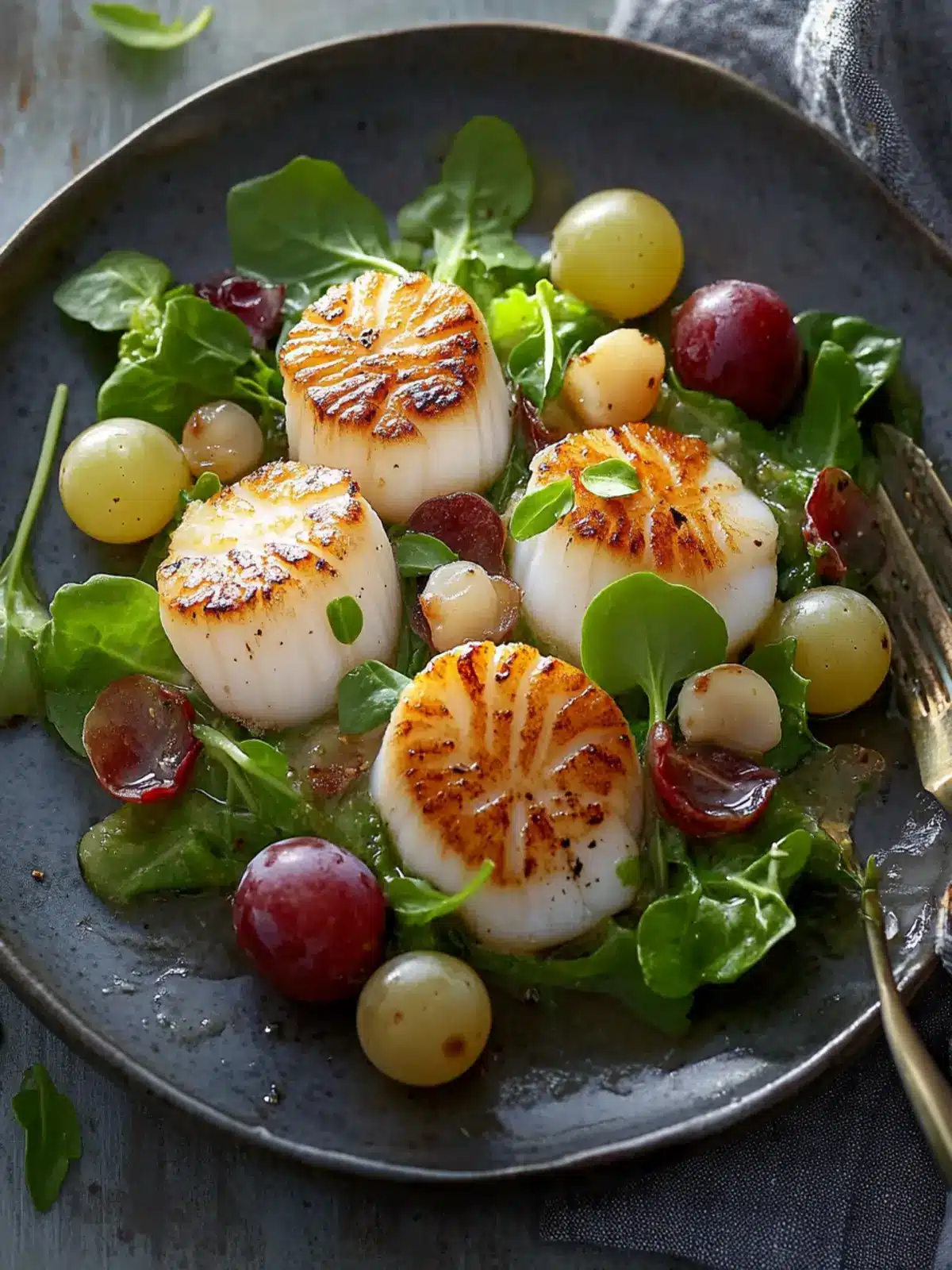 Scallops with Grapes and Watercress: A Healthy Flavor Adventure 2 Scallops with Grapes and Watercress