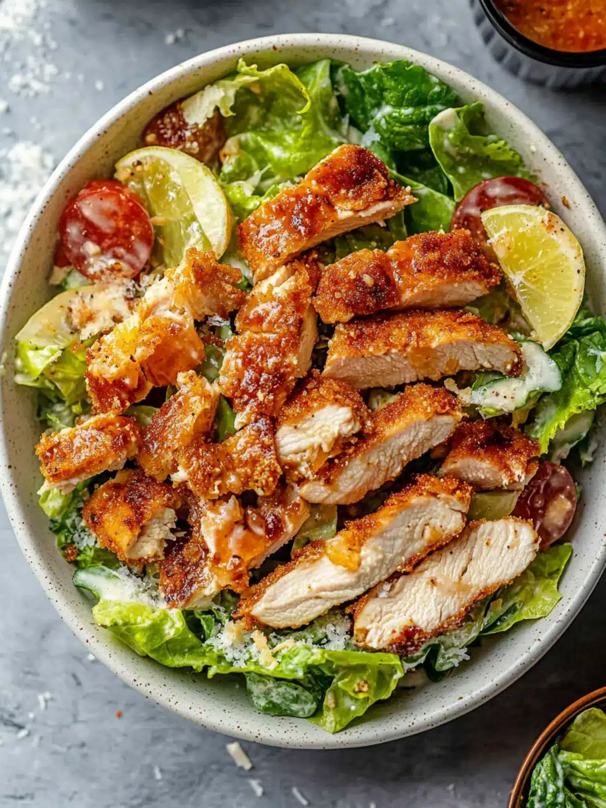 Crispy Hot Honey Chicken Caesar Salad You’ll Crave Every Time 4 Crispy Hot Honey Chicken Caesar Salad