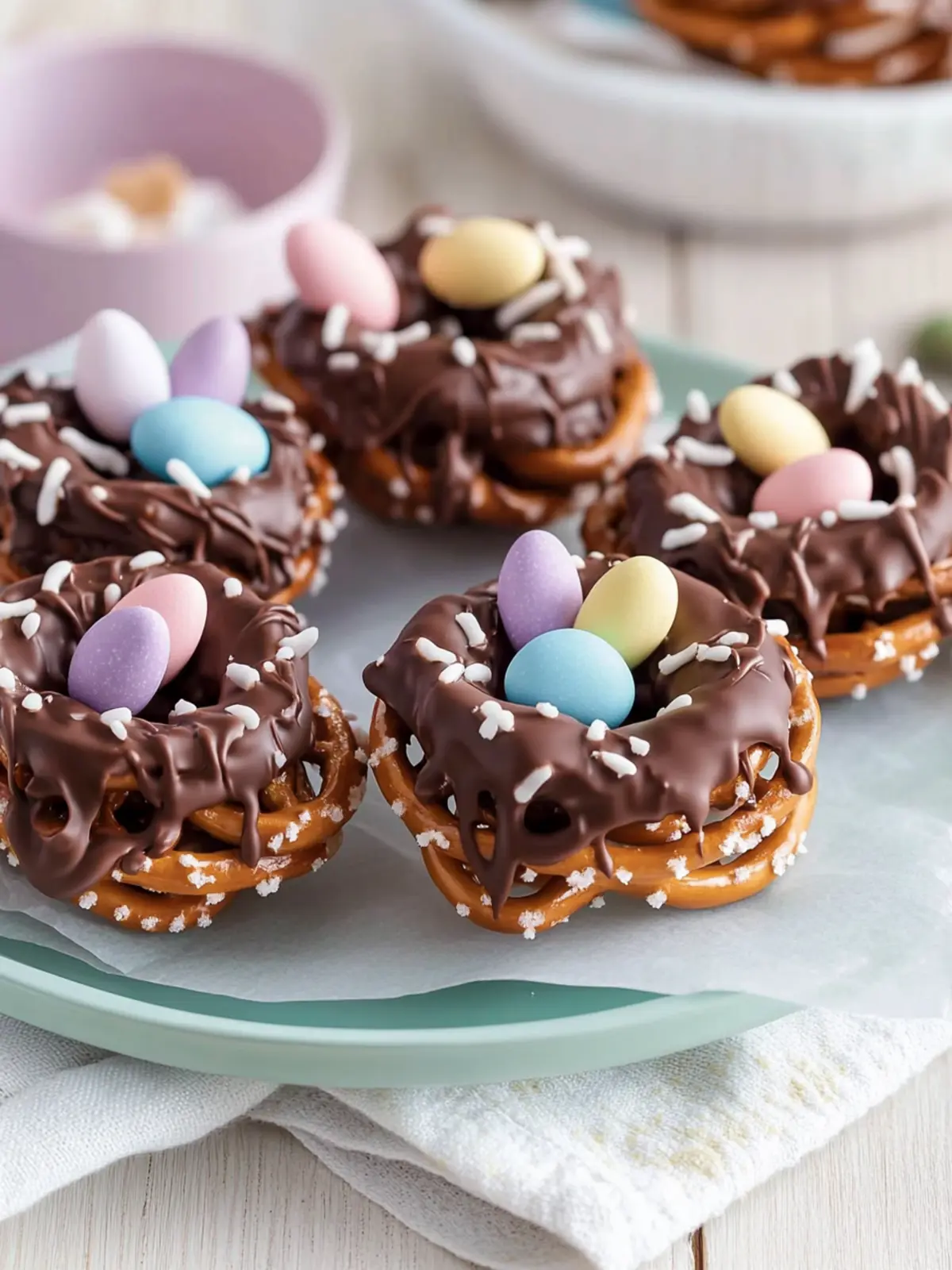 Chocolate-Covered Pretzel Nests: A Fun Festive Treat for Easter 2 Chocolate-Covered Pretzel Nests: A Fun and Festive Easter Treat