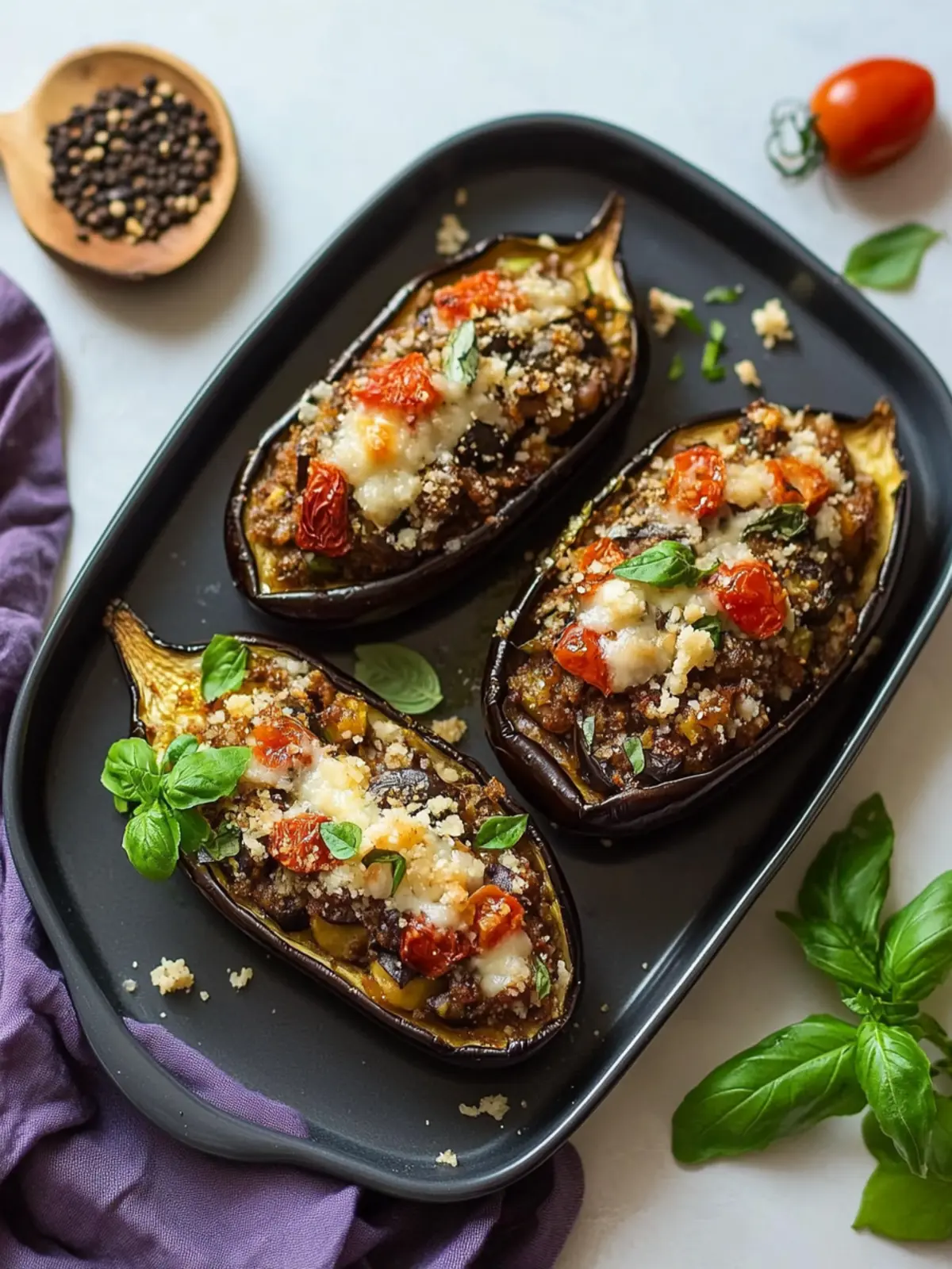 Vegan Stuffed Eggplant: Quick Mediterranean Delight for All 4 Vegan Stuffed Eggplant
