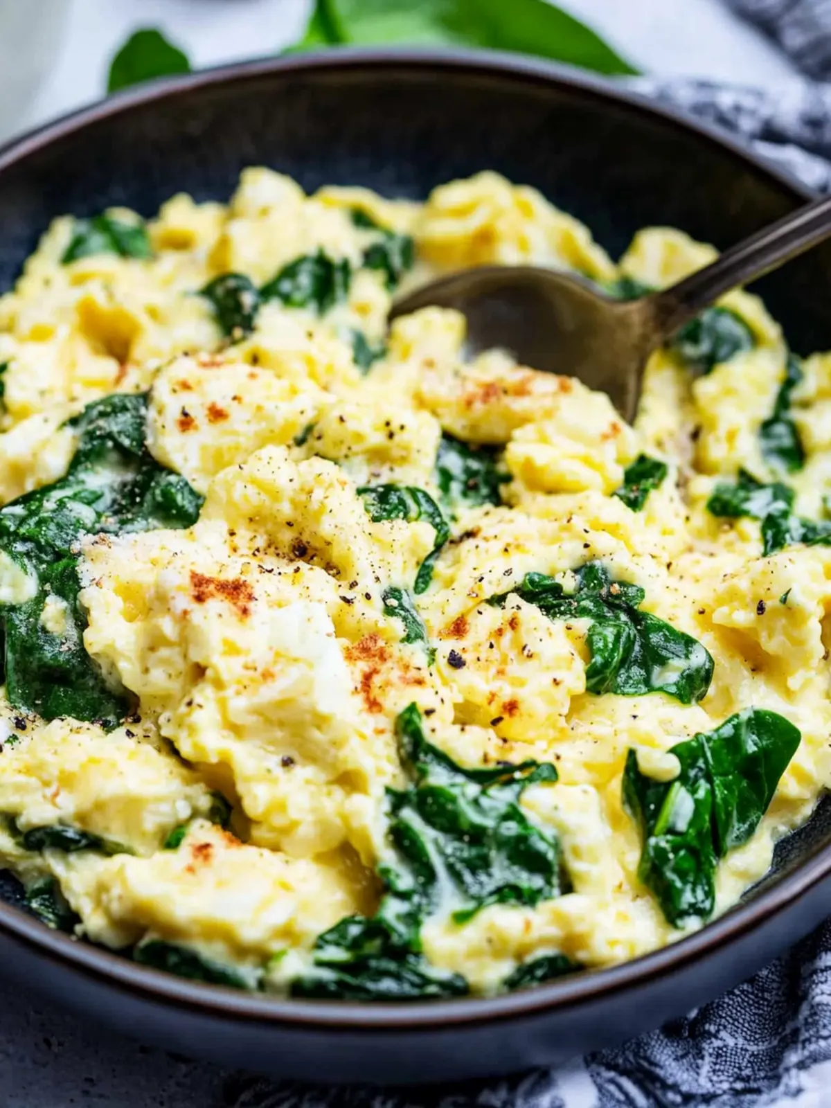 Cheesy Scrambled Eggs with Spinach: Whip Up This Quick Delight 2 Cheesy Scrambled Eggs with Spinach
