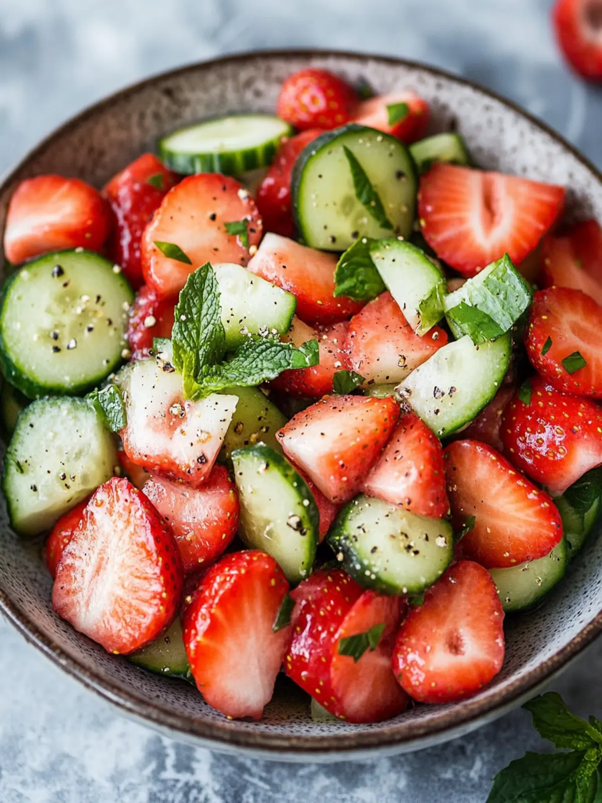 Cucumber Strawberry Salad with Watermelon Bliss for Summer 5 Cucumber Strawberry Salad