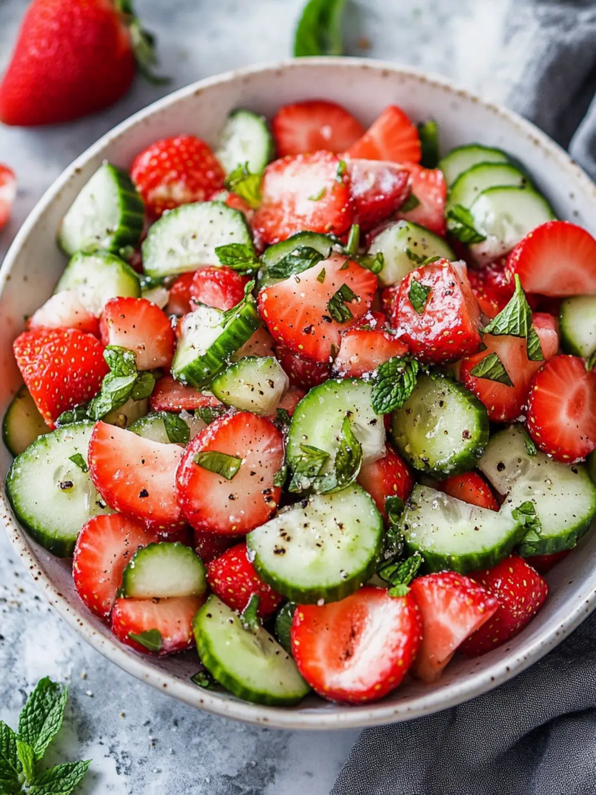Cucumber Strawberry Salad with Watermelon Bliss for Summer 2 Cucumber Strawberry Salad