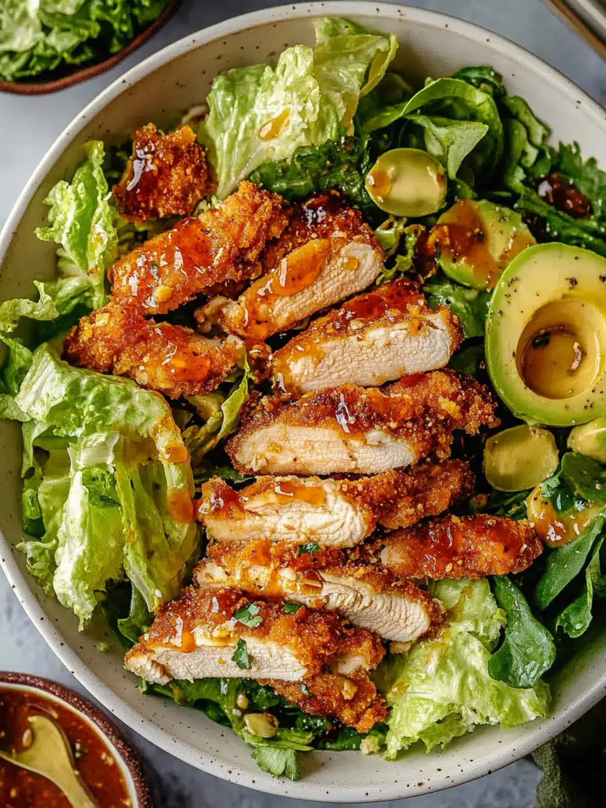 Crispy Hot Honey Chicken Caesar Salad You’ll Crave Every Time 3 Crispy Hot Honey Chicken Caesar Salad