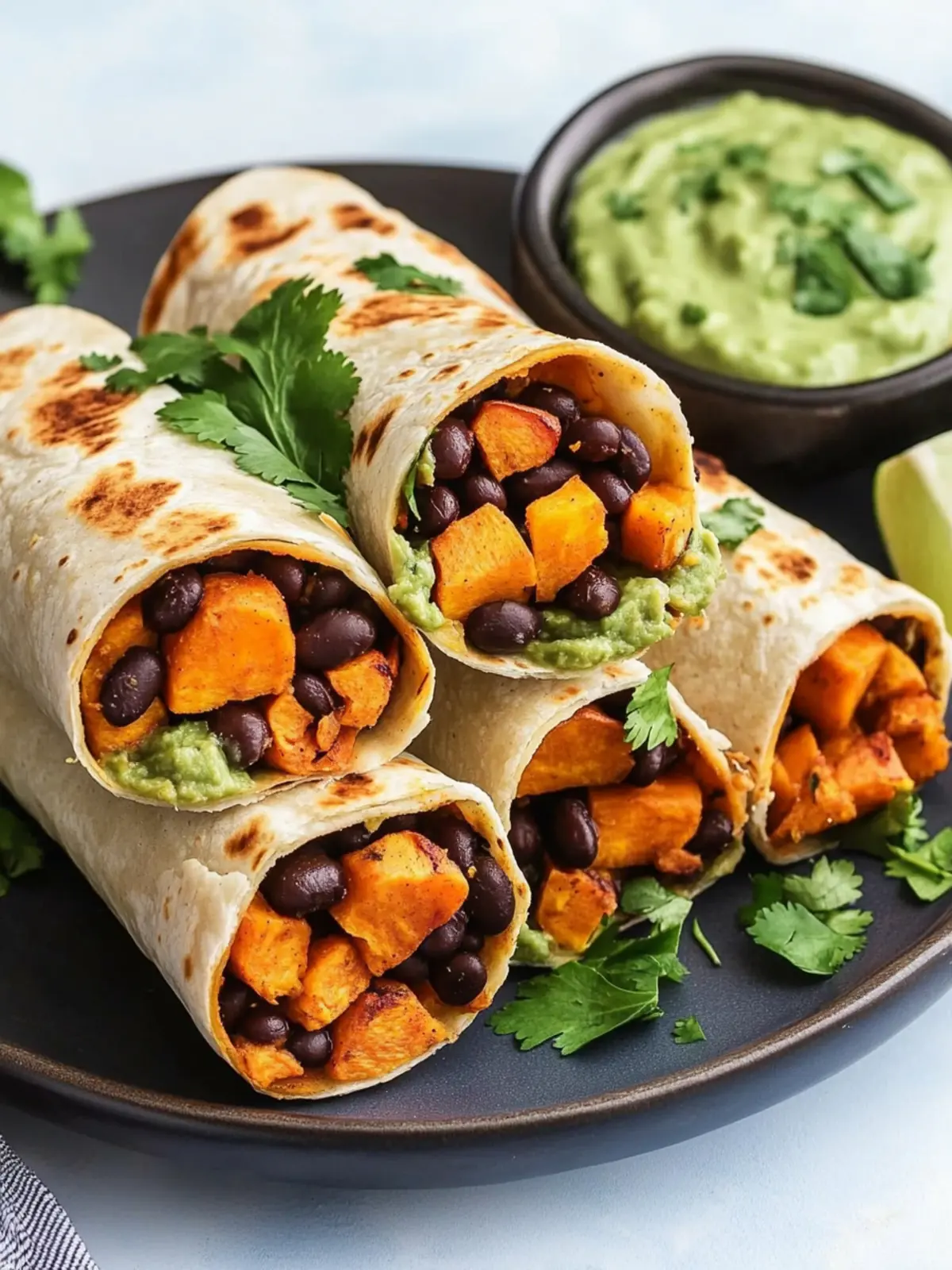 Delicious Black Bean Sweet Potato Burritos with Creamy Avocado 4 Black Bean Sweet Potato Burritos