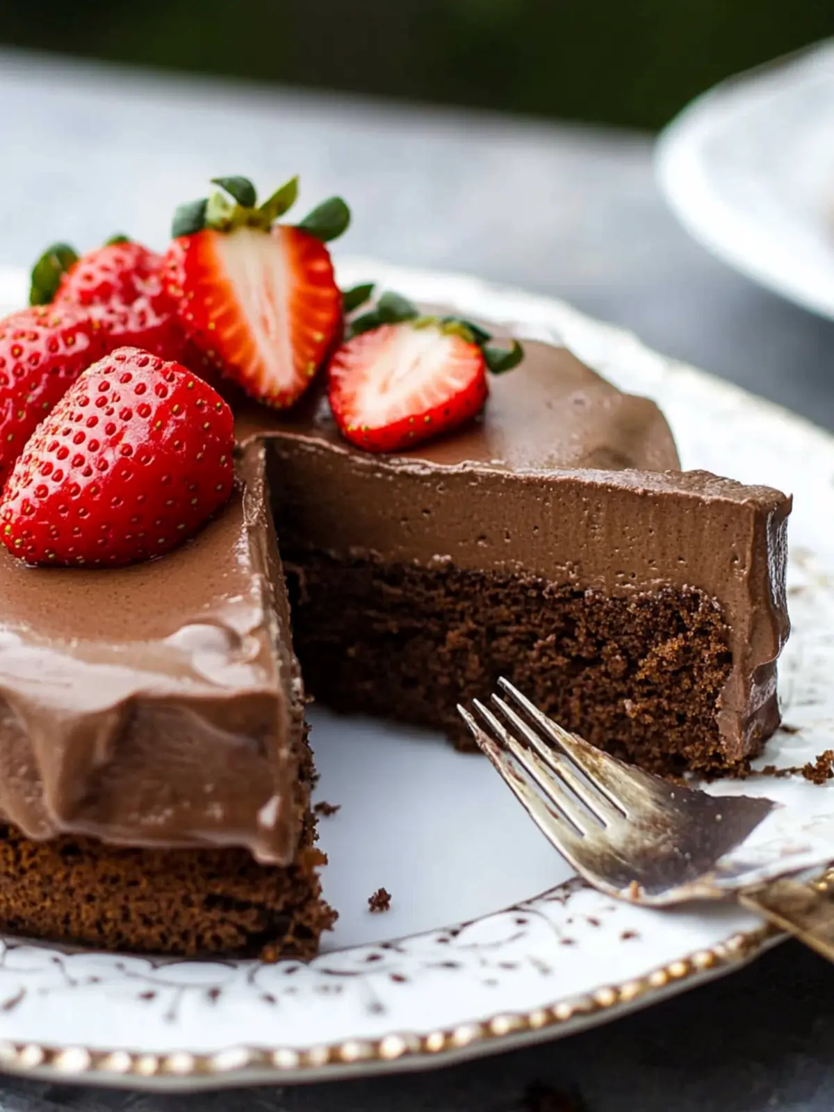 Indulge in Chocolate Mousse Cake With Strawberries for Passover 2 Chocolate Mousse Cake With Strawberries (Kosher for Passover)