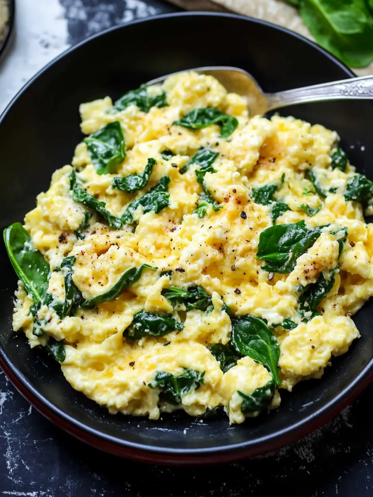 Cheesy Scrambled Eggs with Spinach: Whip Up This Quick Delight 3 Cheesy Scrambled Eggs with Spinach