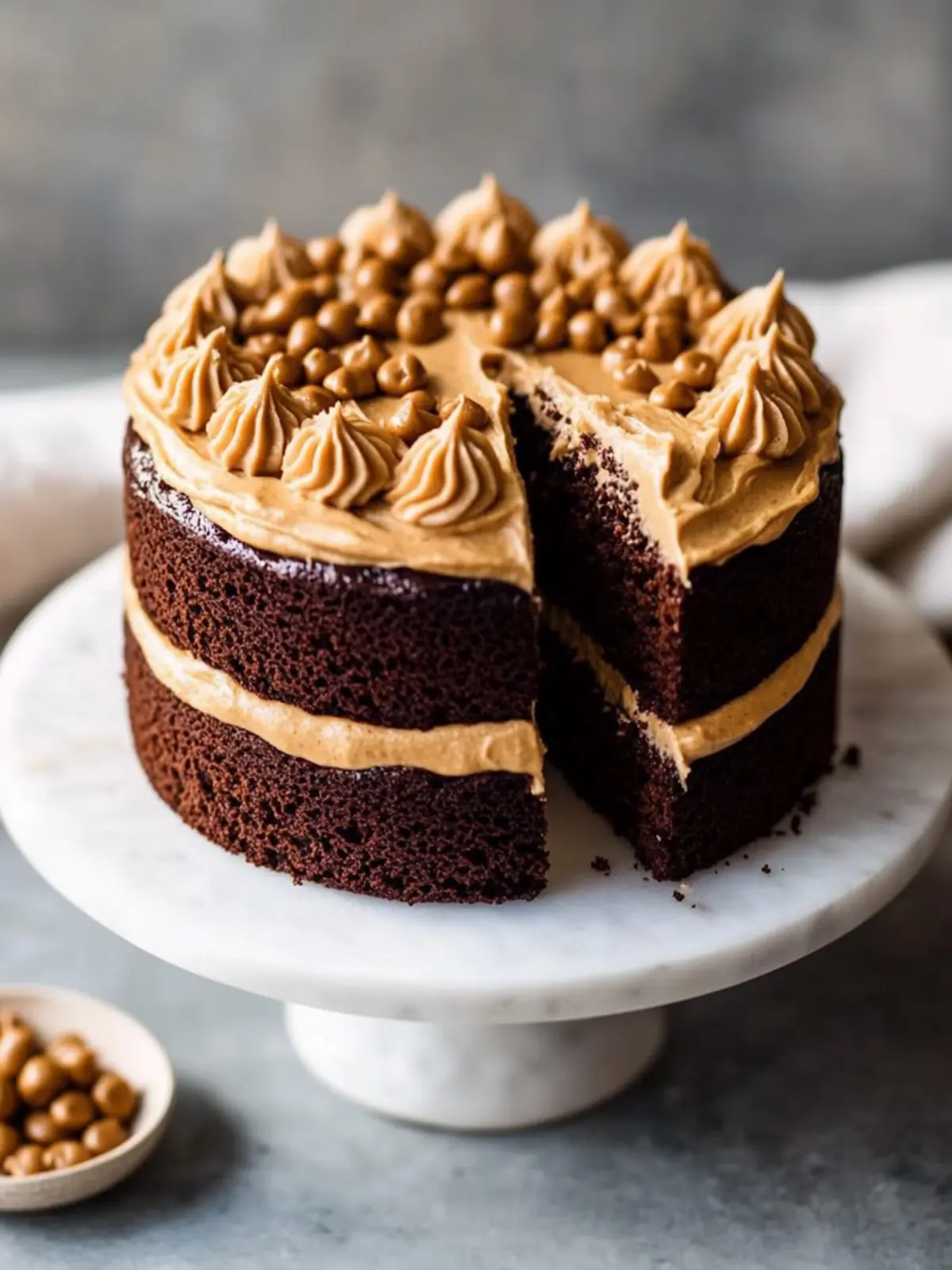 Indulge in Chocolate Layer Cake with Creamy Peanut Butter Frosting 3 Chocolate Layer Cake with Creamy Peanut Butter Frosting