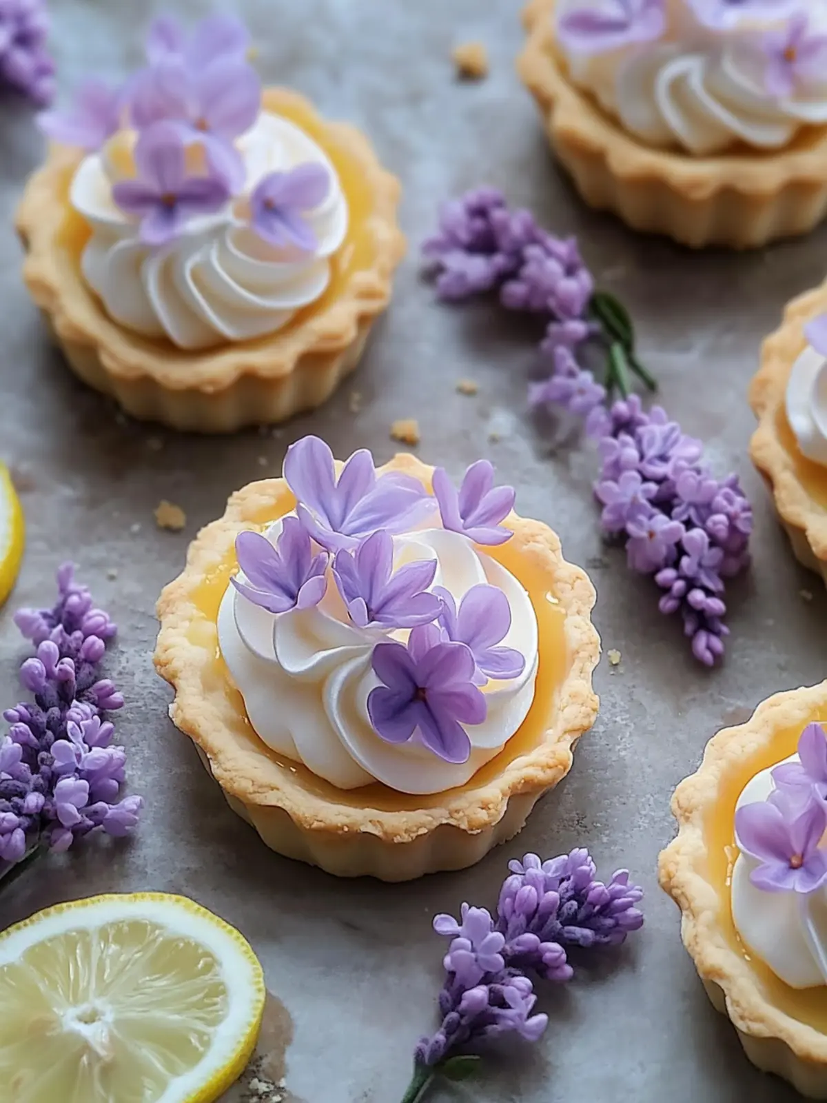 Mini Lemon Tart with Lilac Meringue: Your Springtime Delight 2 Mini Lemon Tart with Lilac Meringue : Spring Dessert