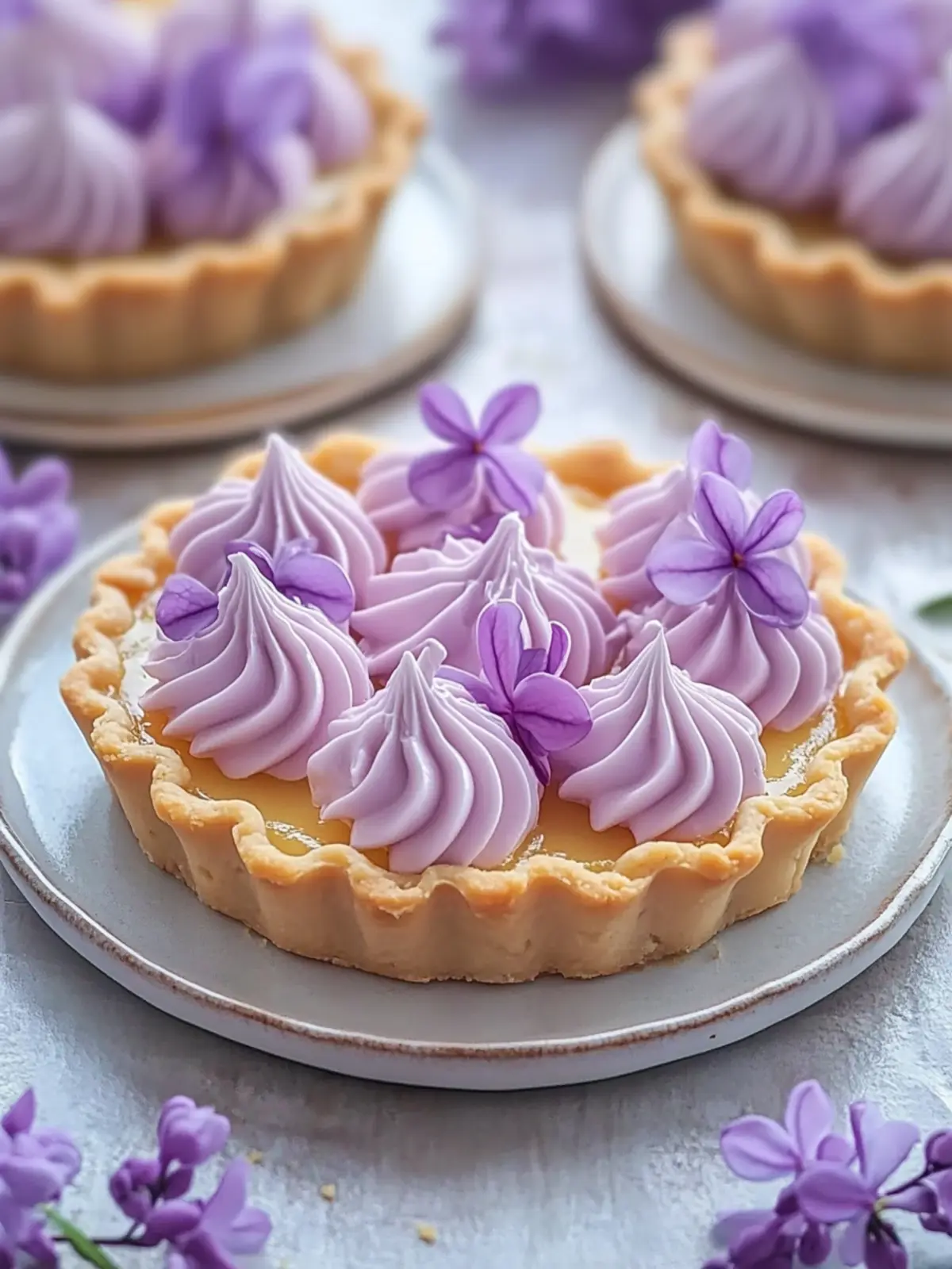 Mini Lemon Tart with Lilac Meringue: Your Springtime Delight 5 Mini Lemon Tart with Lilac Meringue : Spring Dessert
