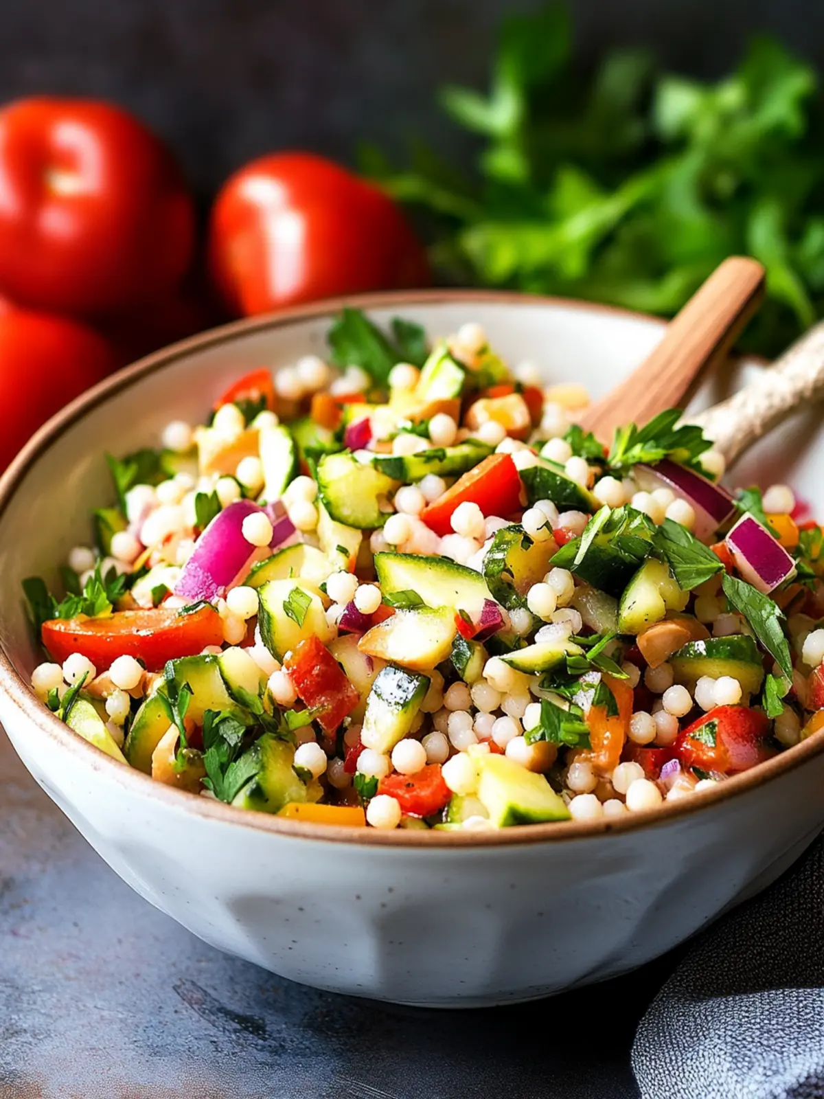 Vegan Pearl Couscous Salad Packed with Fresh Veggies Delight 4 Vegan Pearl Couscous Salad {Packed with Fresh Veggies}