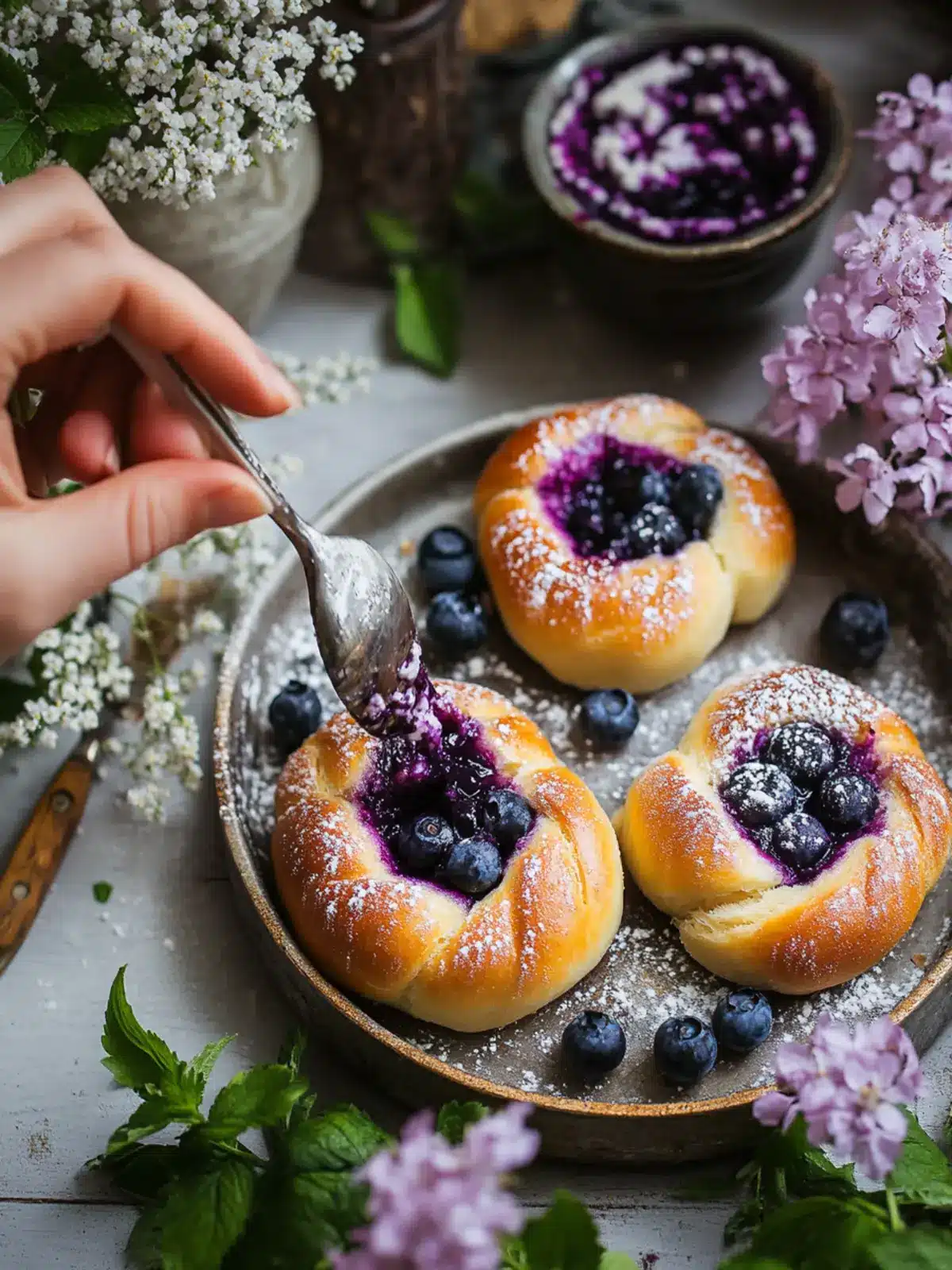 Wild Blueberry Ricotta Sweet Buns: Delight in Vatrushka Magic 3 Wild Blueberry Ricotta Sweet Buns: Slavic-Inspired Vatruschka Buns