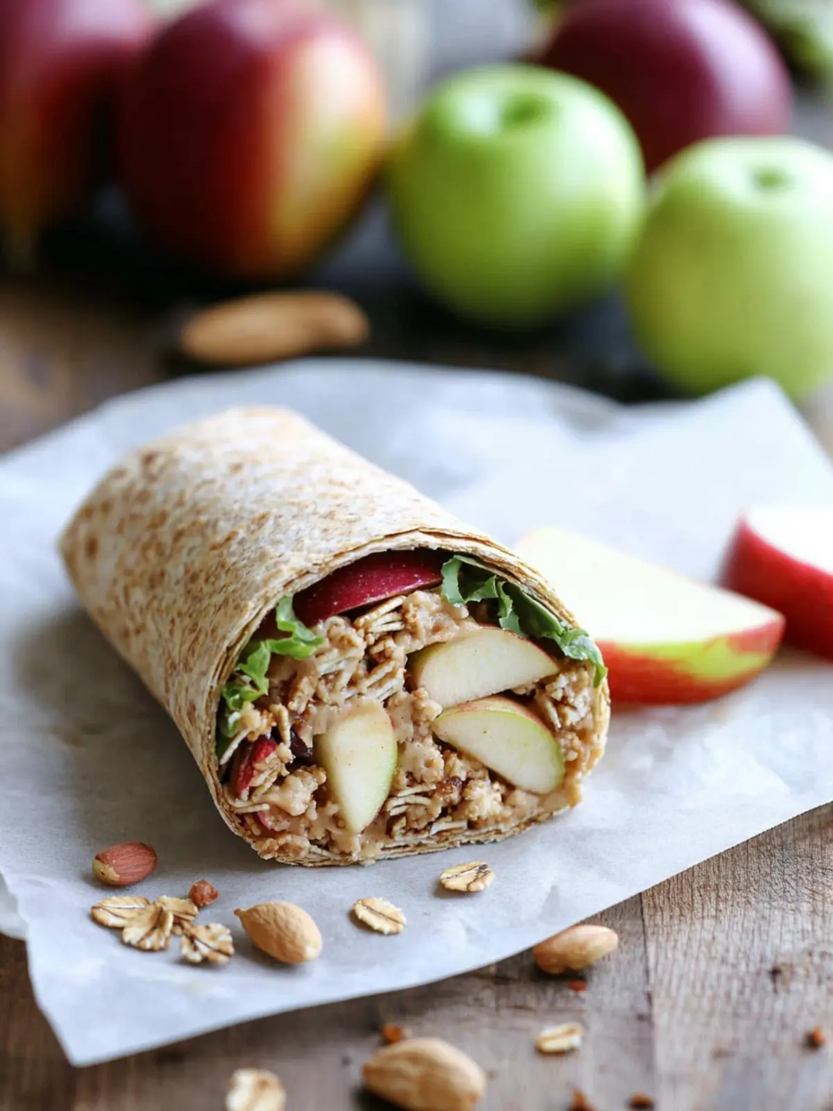 Granola Crunch Apple-Peanut Butter Sandwich Wraps You'll Love 4 Granola Crunch Apple-Peanut Butter Sandwich Wraps