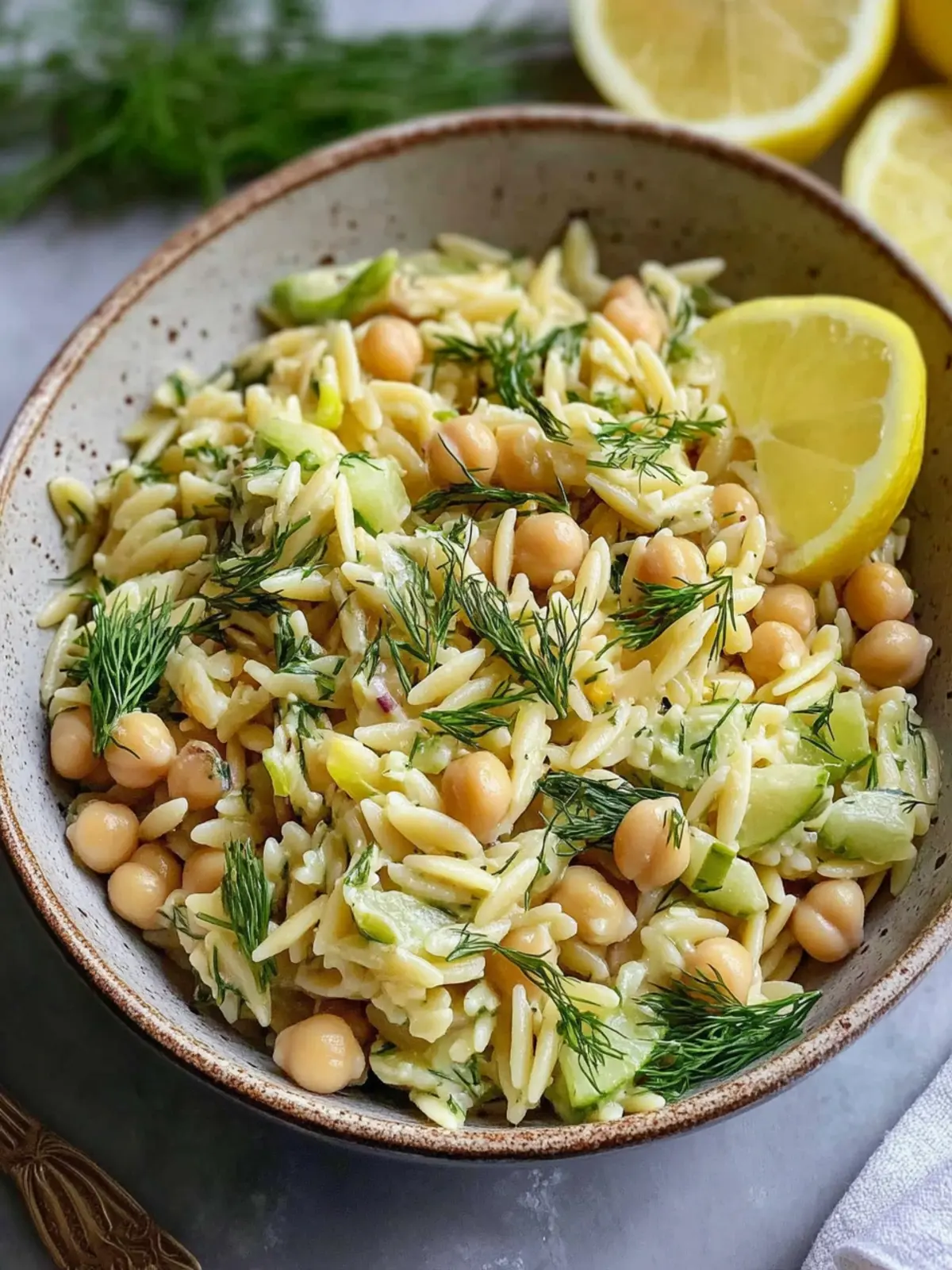 Delicious Lemon Dill Chickpea Orzo Salad for Healthy Living 5 Lemon Dill Chickpea Orzo Salad