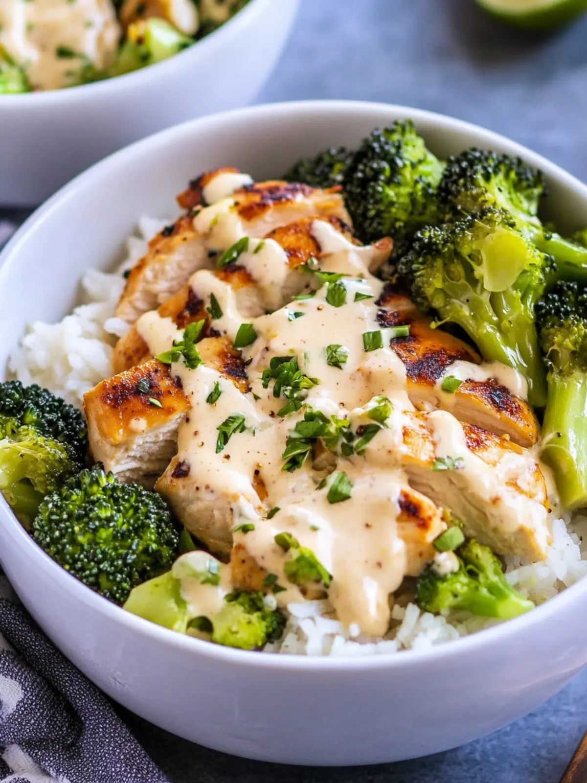 Chicken and Broccoli Bowls with Creamy Garlic Sauce Bliss 4 Chicken and Broccoli Bowls with Creamy Garlic Sauce