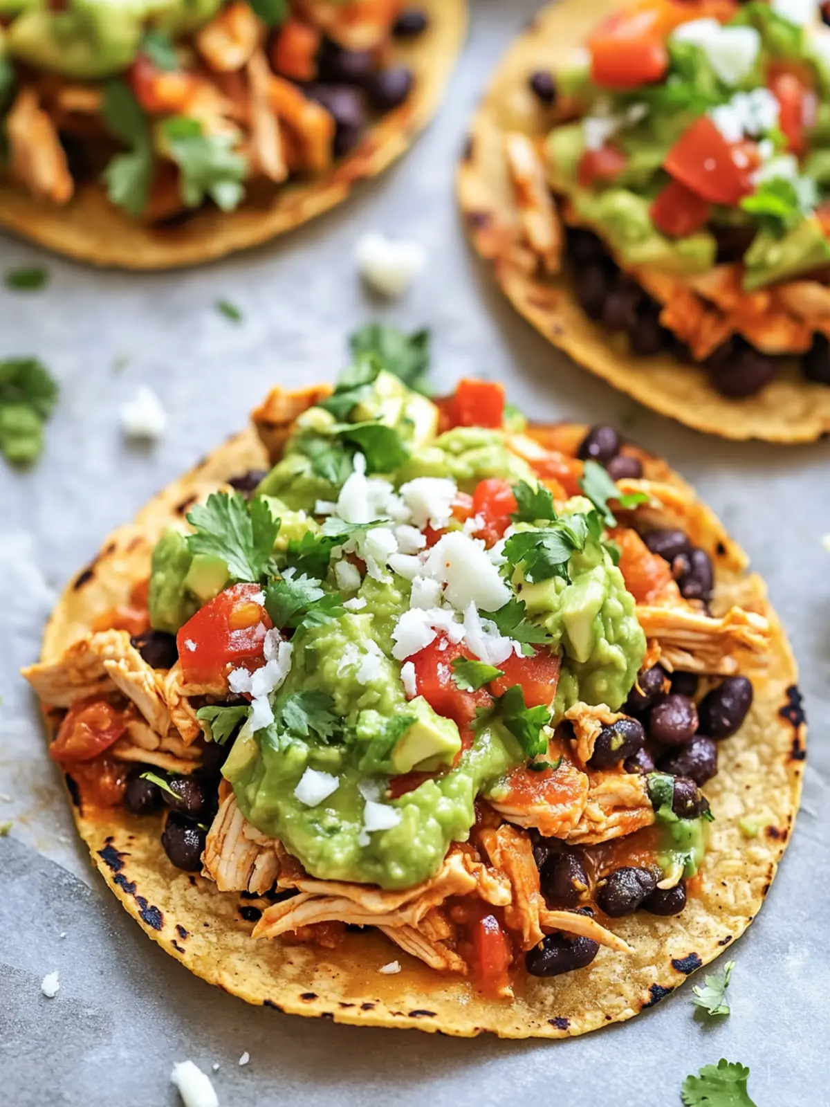 Spicy Chicken Tostadas with Black Beans & Creamy Avocado Sauce 4 Spicy Chicken Tostadas with Black Beans & Avocado Cilantro Sauce