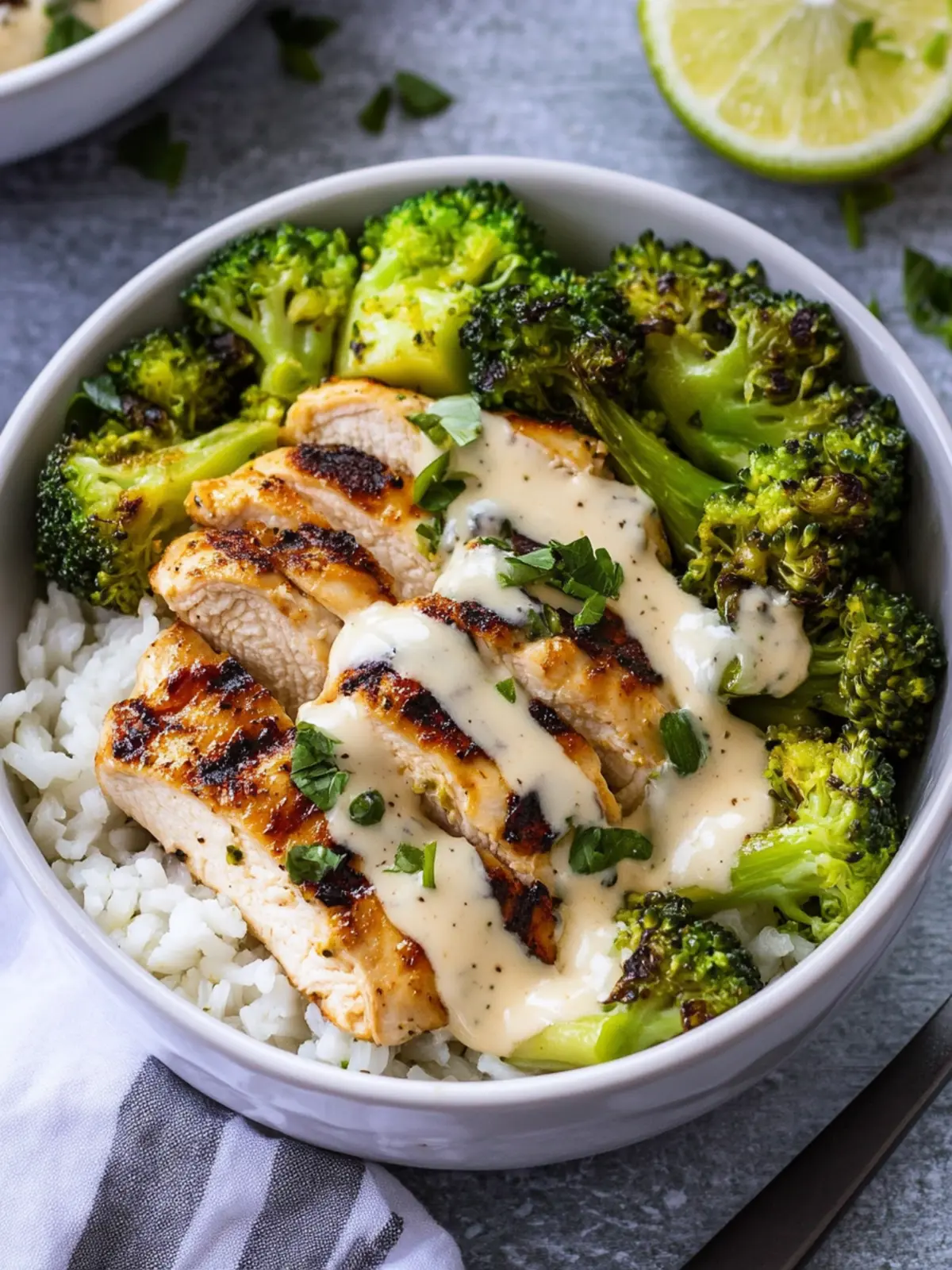 Chicken and Broccoli Bowls with Creamy Garlic Sauce Bliss 2 Chicken and Broccoli Bowls with Creamy Garlic Sauce