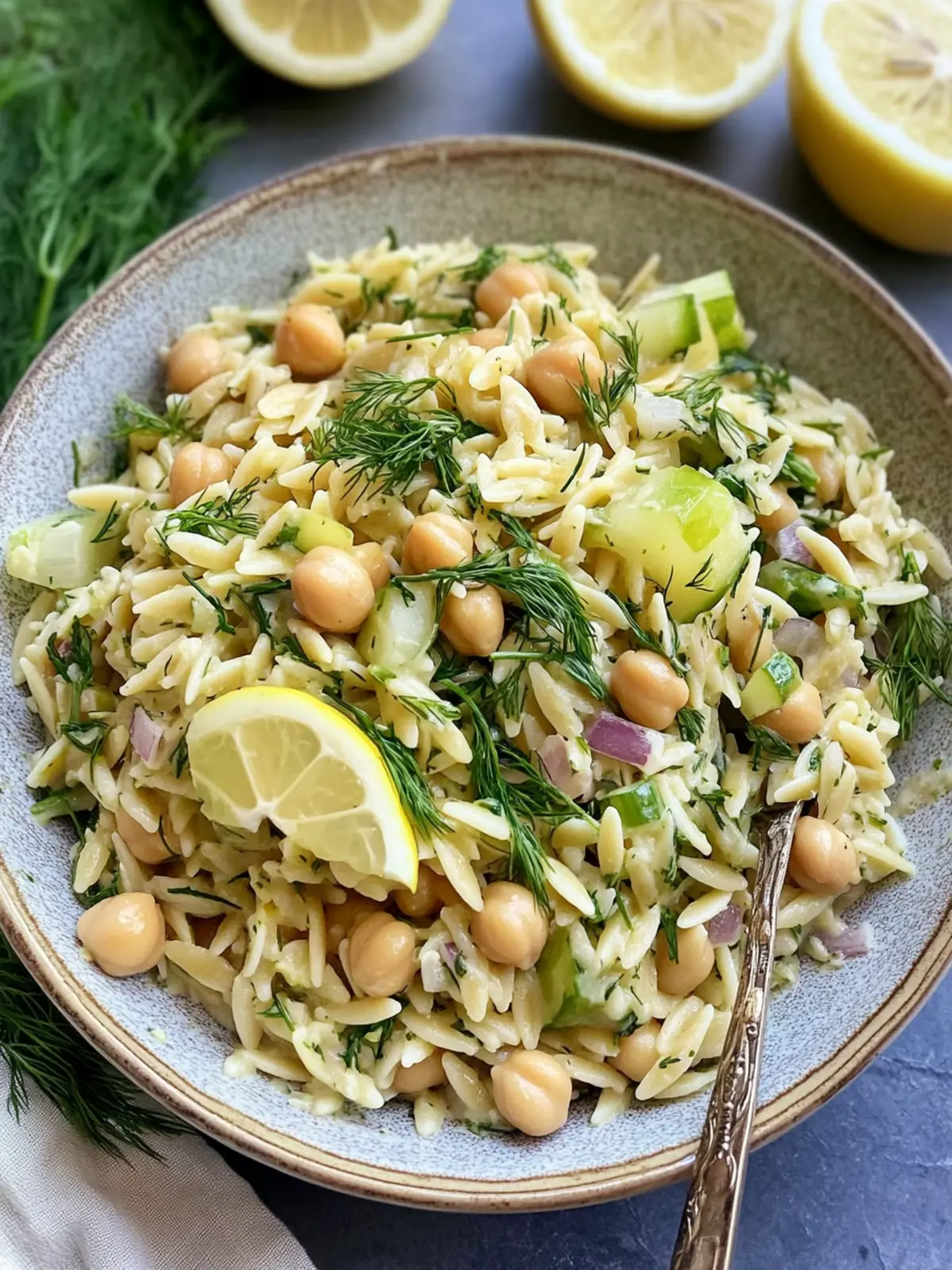 Delicious Lemon Dill Chickpea Orzo Salad for Healthy Living 2 Lemon Dill Chickpea Orzo Salad