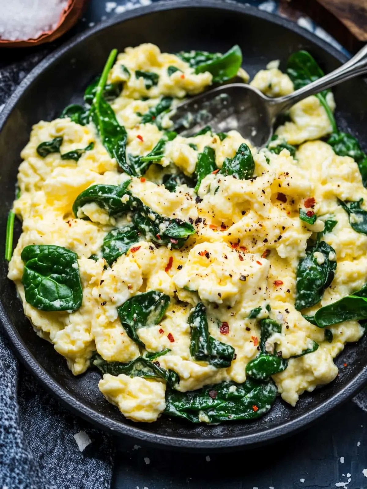 Cheesy Scrambled Eggs with Spinach: Whip Up This Quick Delight 4 Cheesy Scrambled Eggs with Spinach