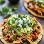 Spicy Chicken Tostadas with Black Beans & Creamy Avocado Sauce 4 Spicy Chicken Tostadas with Black Beans & Avocado Cilantro Sauce