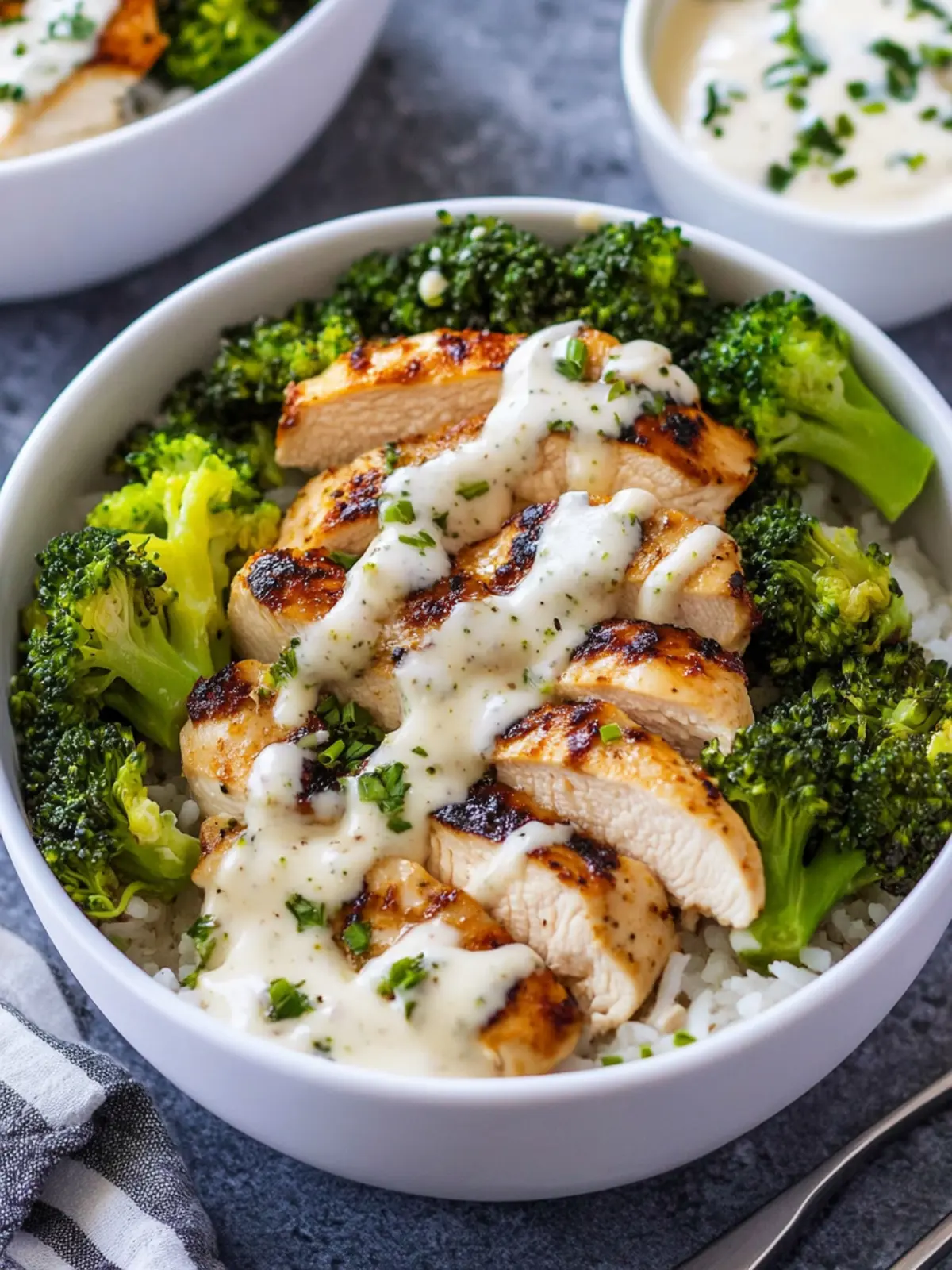 Chicken and Broccoli Bowls with Creamy Garlic Sauce Bliss 3 Chicken and Broccoli Bowls with Creamy Garlic Sauce
