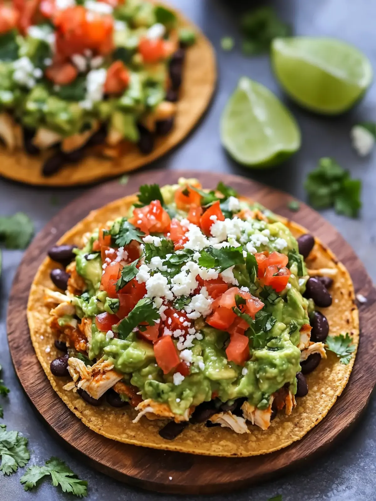 Spicy Chicken Tostadas with Black Beans & Creamy Avocado Sauce 3 Spicy Chicken Tostadas with Black Beans & Avocado Cilantro Sauce