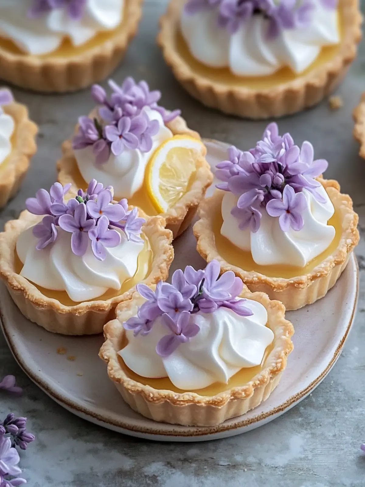 Mini Lemon Tart with Lilac Meringue: Your Springtime Delight 3 Mini Lemon Tart with Lilac Meringue : Spring Dessert