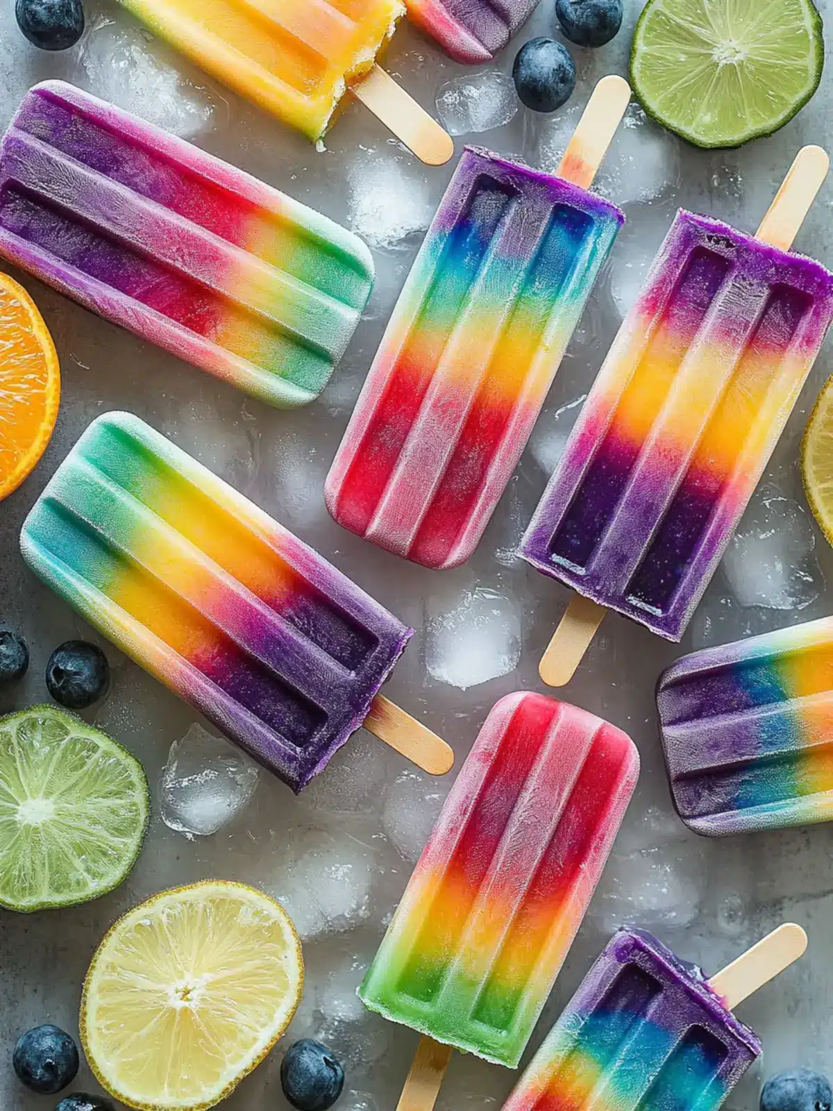 Vibrant Rainbow Popsicles: Refreshing Summer Delight at Home 2 Rainbow Popsicles