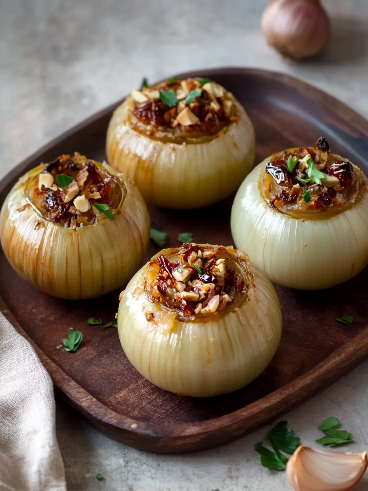 Stuffed Onions with Sun-Dried Tomato & Hazelnuts Delight 5 Stuffed Onions with sun-dried tomato & hazelnuts