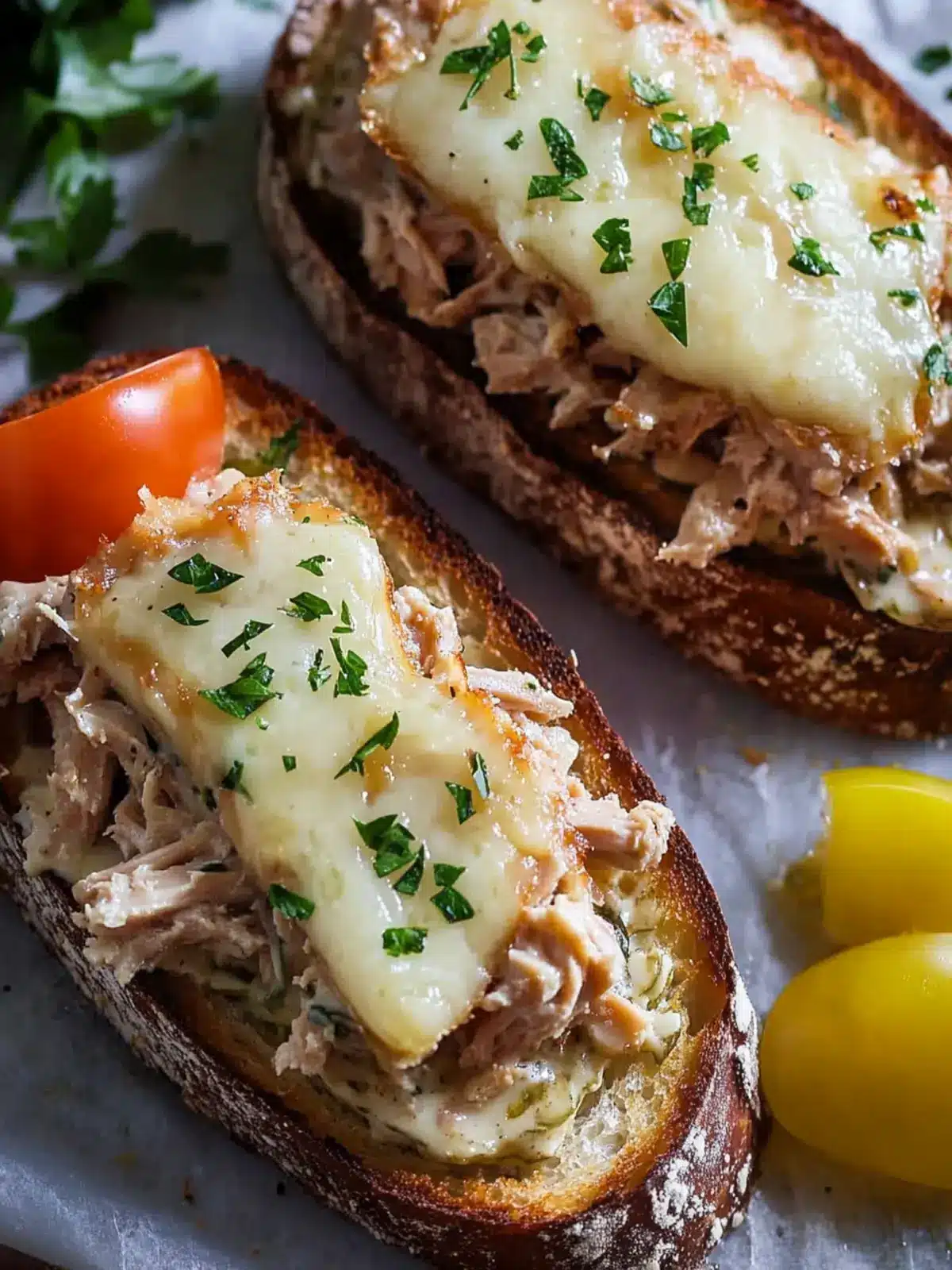 Open Faced Tuna Melts: Broiled or Baked for Quick Comfort 2 Open Faced Tuna Melts {Broiled or Baked)
