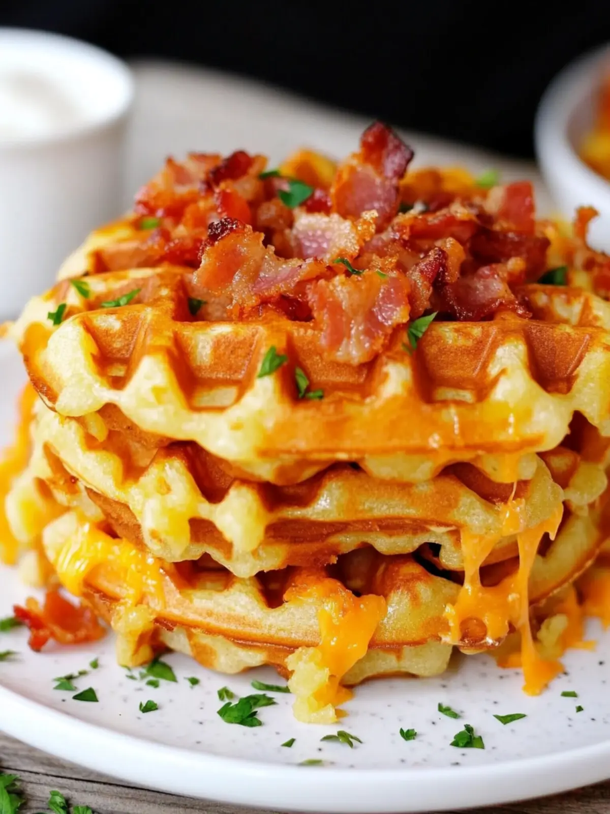 Bacon and Cheese Loaded Hashbrown Waffles for Weekend Brunch 5 Bacon and Cheese Loaded Hashbrown Waffles
