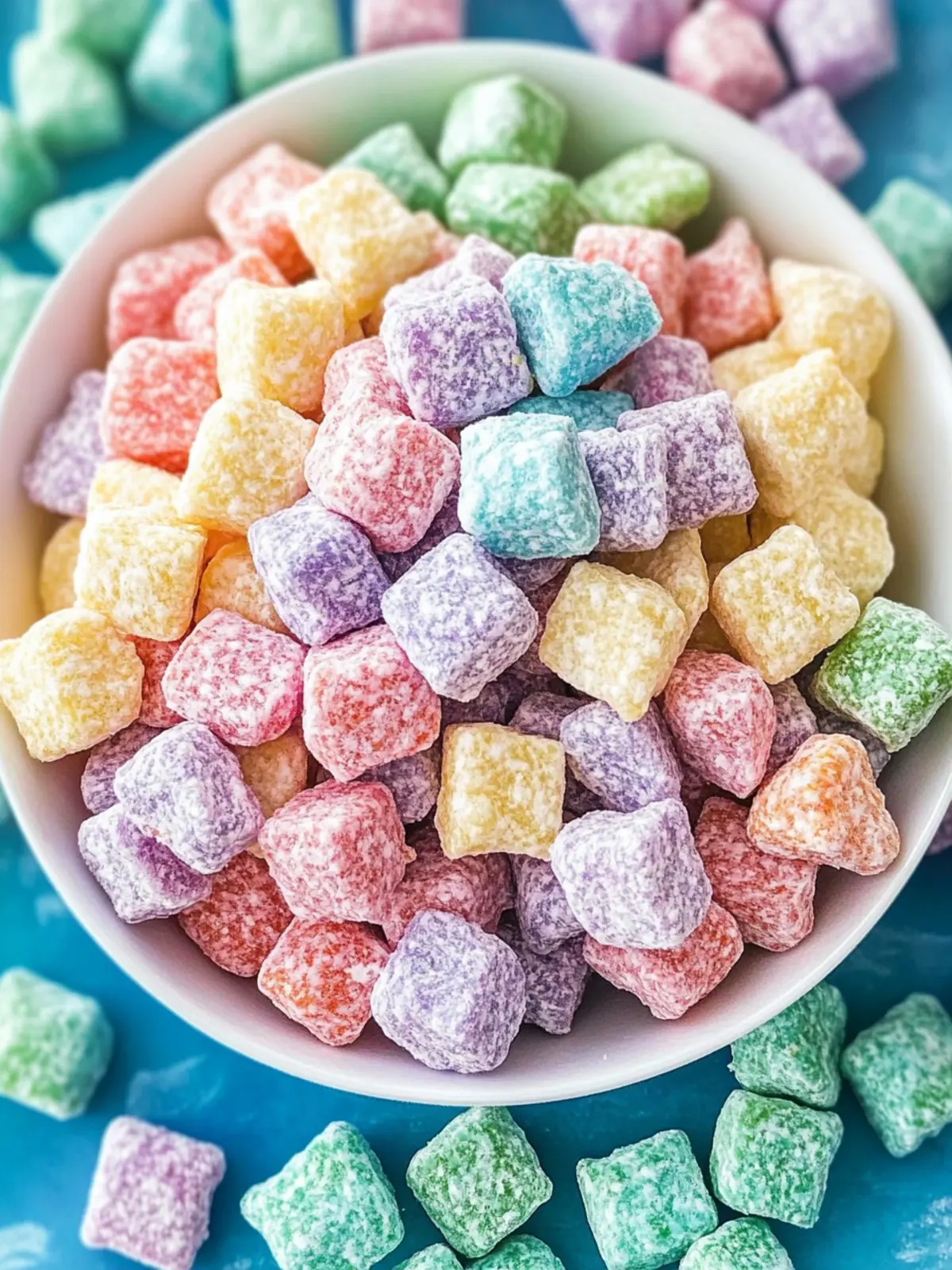 Colorful Rainbow Puppy Chow: A Fun Gluten-Free Treat 3 Rainbow Puppy Chow