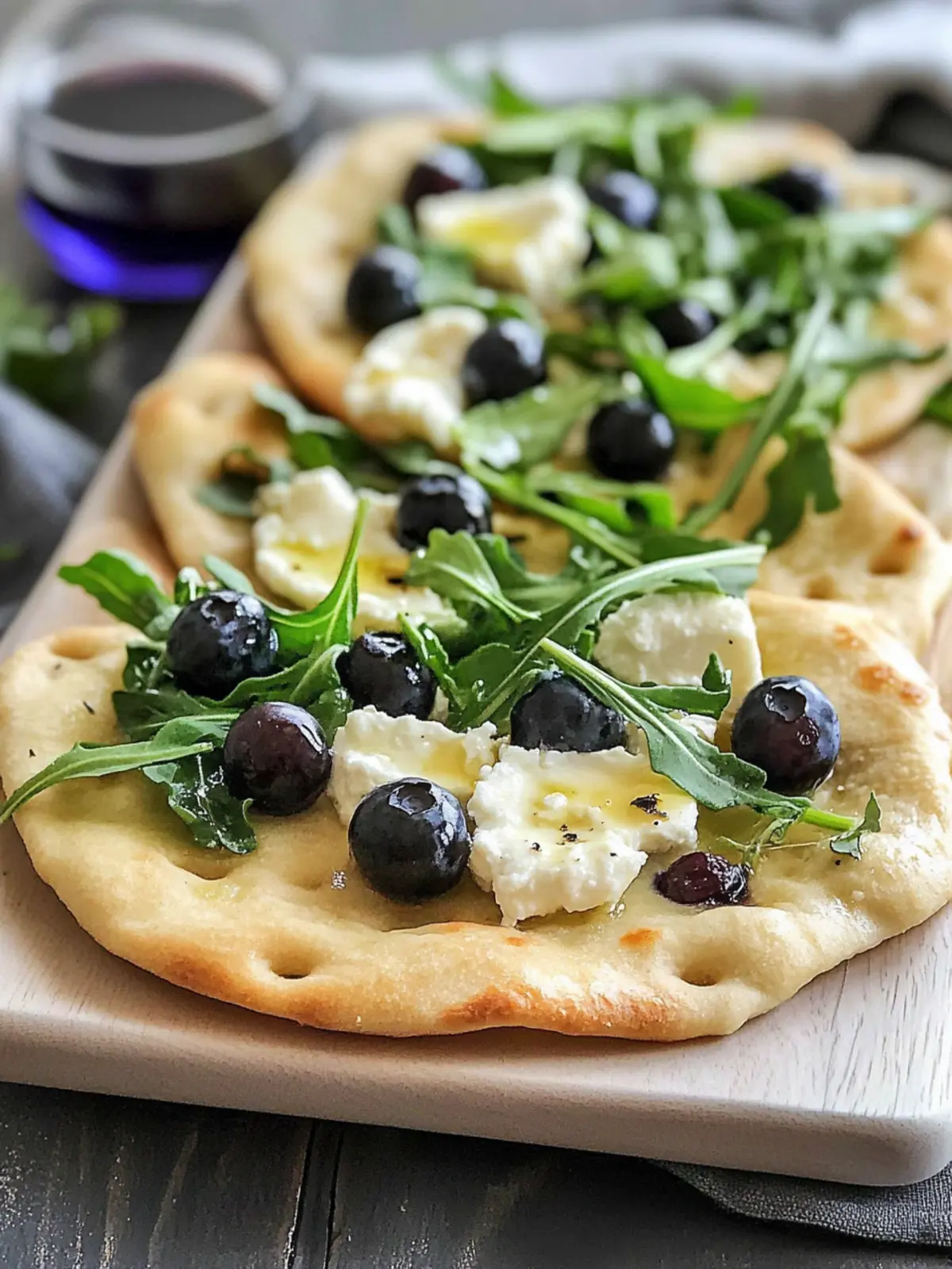 Easy Goat Cheese Flatbread with Arugula and Blueberries Bliss 4 Easy Goat Cheese Flatbread With Arugula and Blueberries