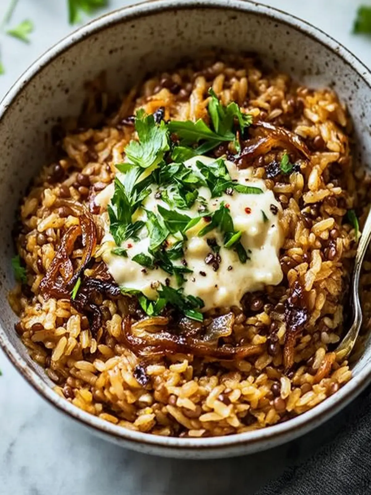 Mujadara: A Flavor-Packed Powerhouse of Rice and Lentils 3 Mujadara, a Powerhouse Blend of Rice, Lentils, and Deeply Caramelized Onions