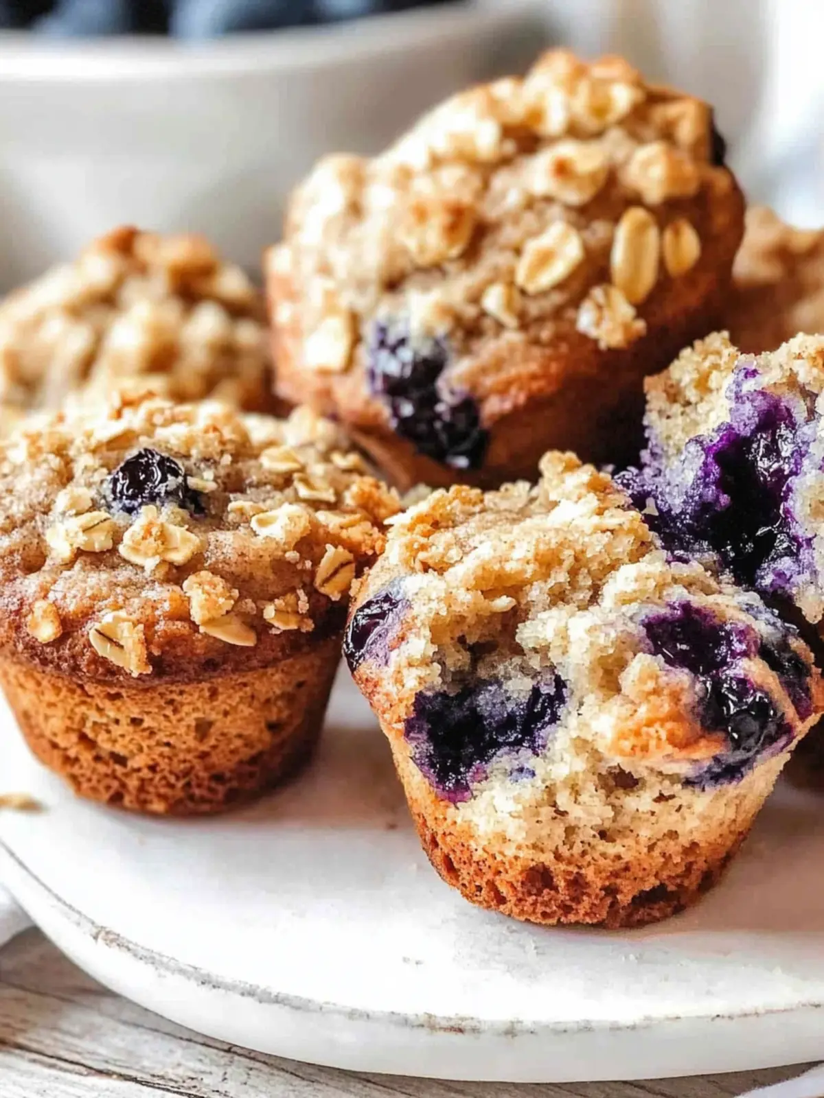 Soft Banana Blueberry Oatmeal Muffins with Crunchy Crumb Topping 2 Banana Blueberry Oatmeal Muffins with Crumb Topping