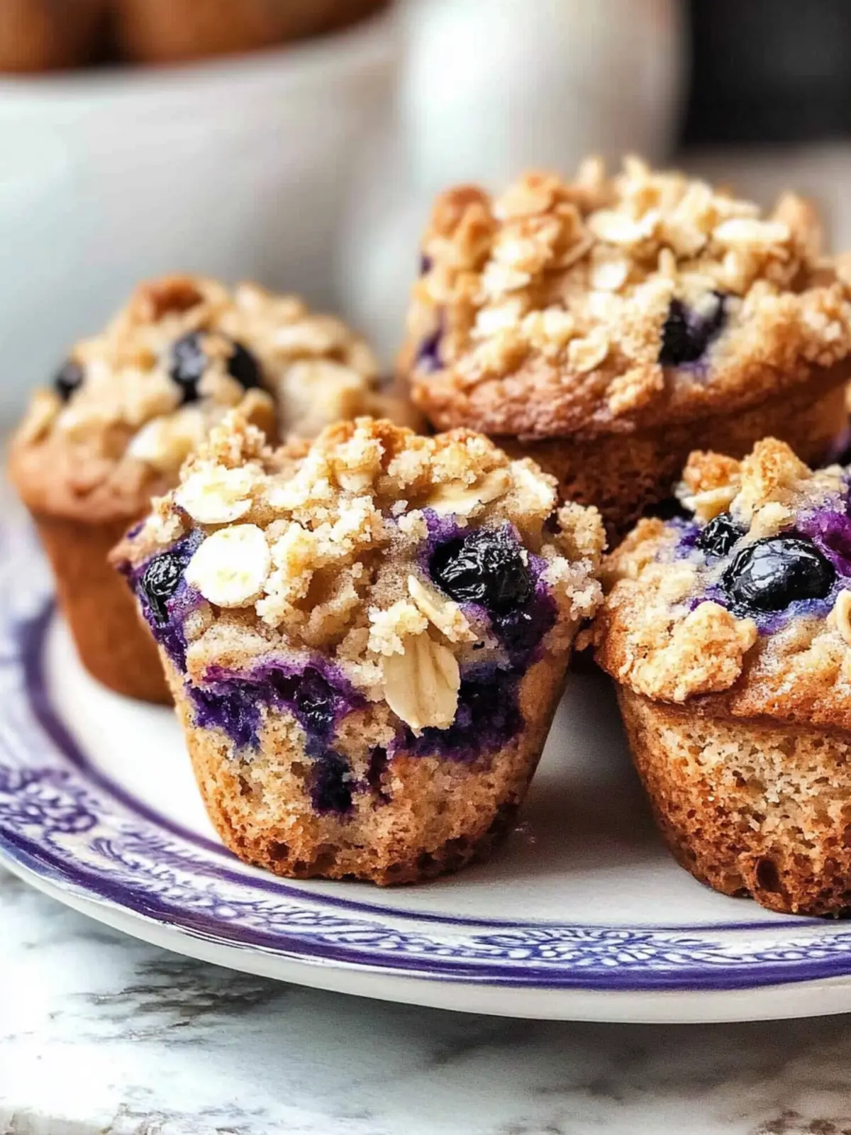 Soft Banana Blueberry Oatmeal Muffins with Crunchy Crumb Topping 3 Banana Blueberry Oatmeal Muffins with Crumb Topping